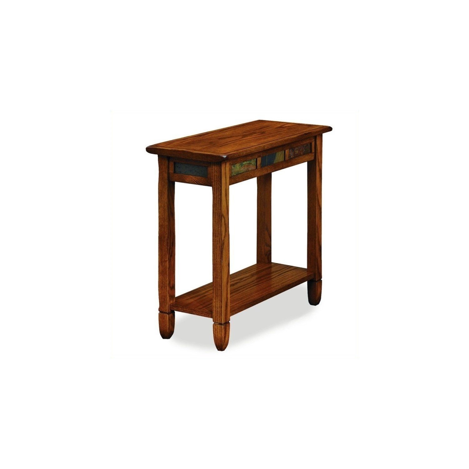 Leick Furniture Rustic Slate Chairside Small End Table in Rustic Oak