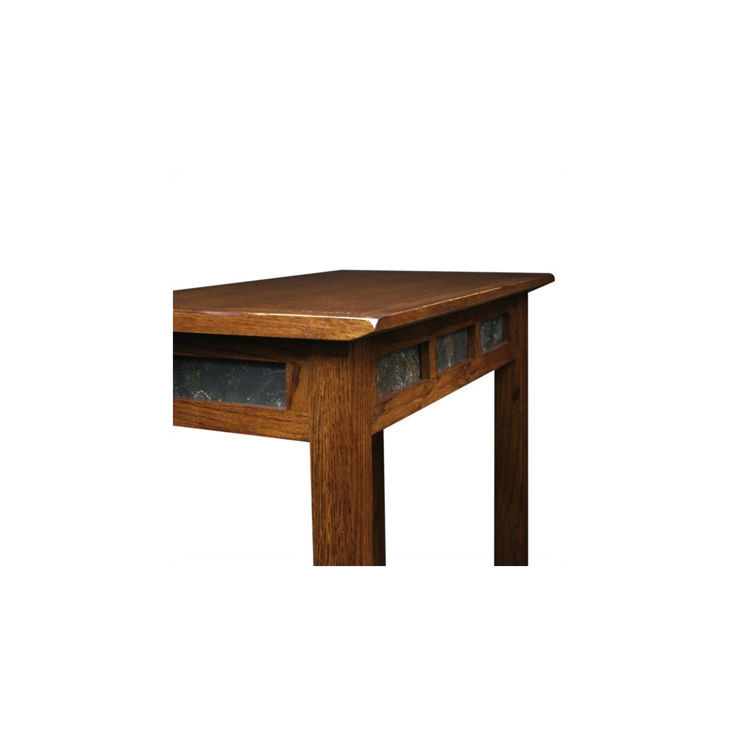Leick Furniture Rustic Slate Chairside Small End Table in Rustic Oak