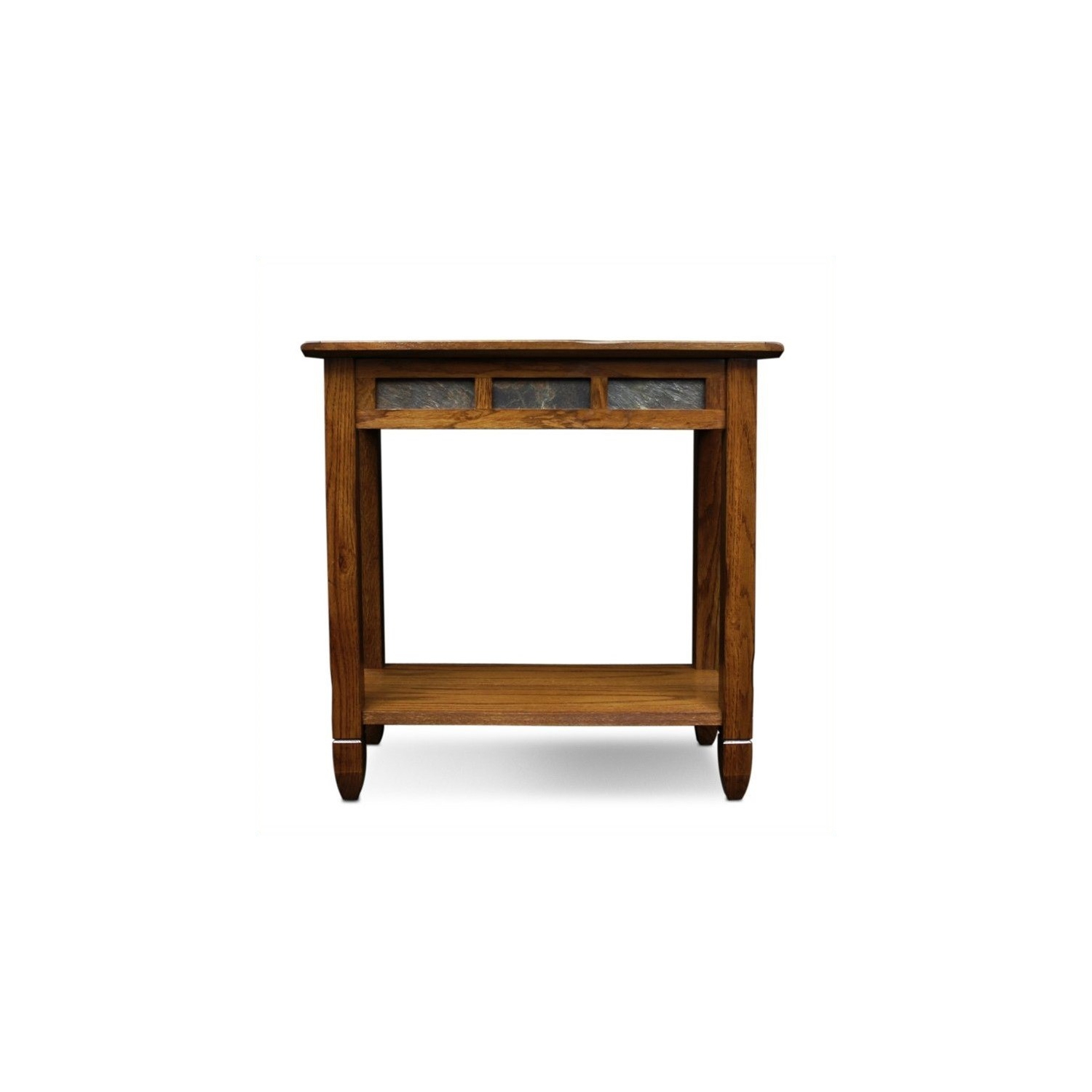 Leick Furniture Rustic Slate Chairside Small End Table in Rustic Oak