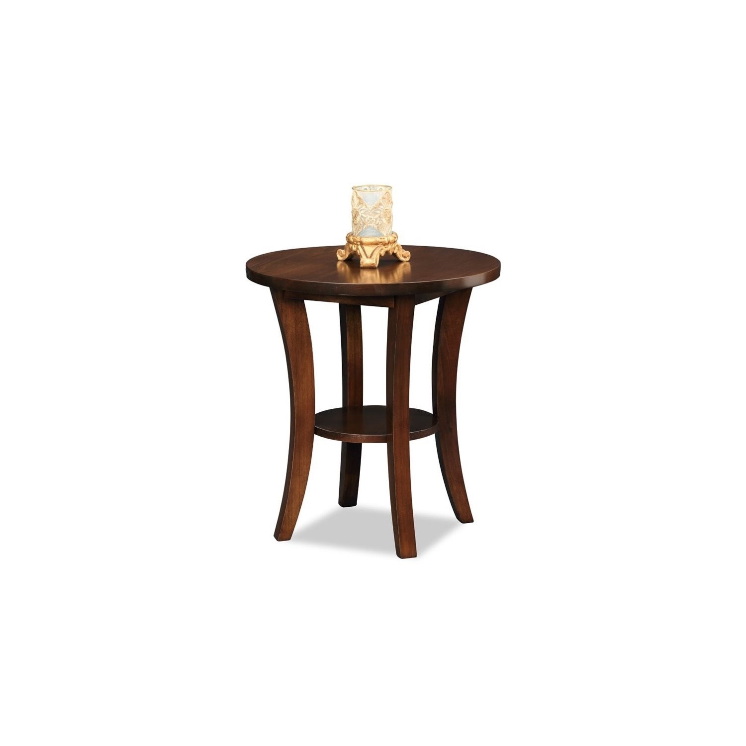 Leick Furniture – Table de bout ronde en bois Boa, cerisier chocolat