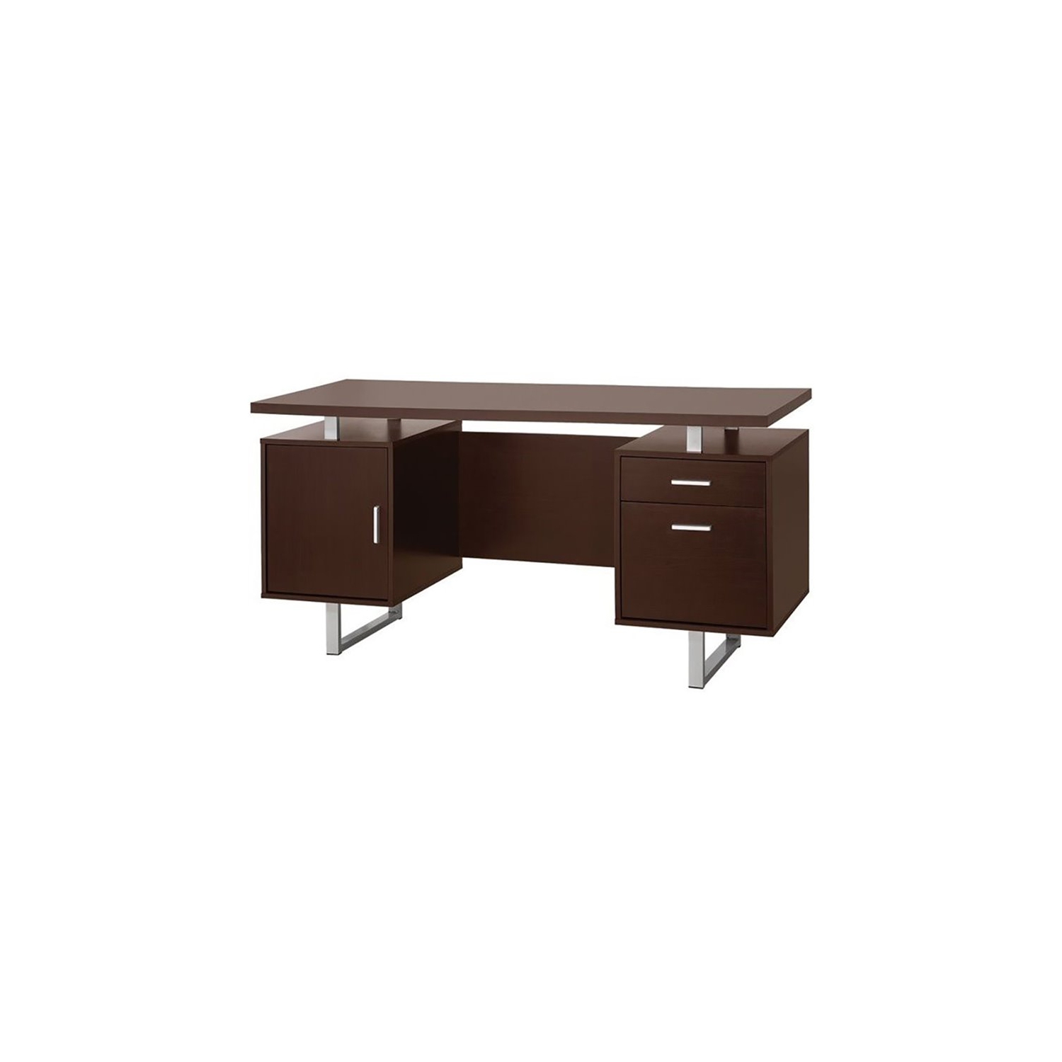 Coaster Glavan 2 Drawer Writing Desk in Cappuccino and Silver