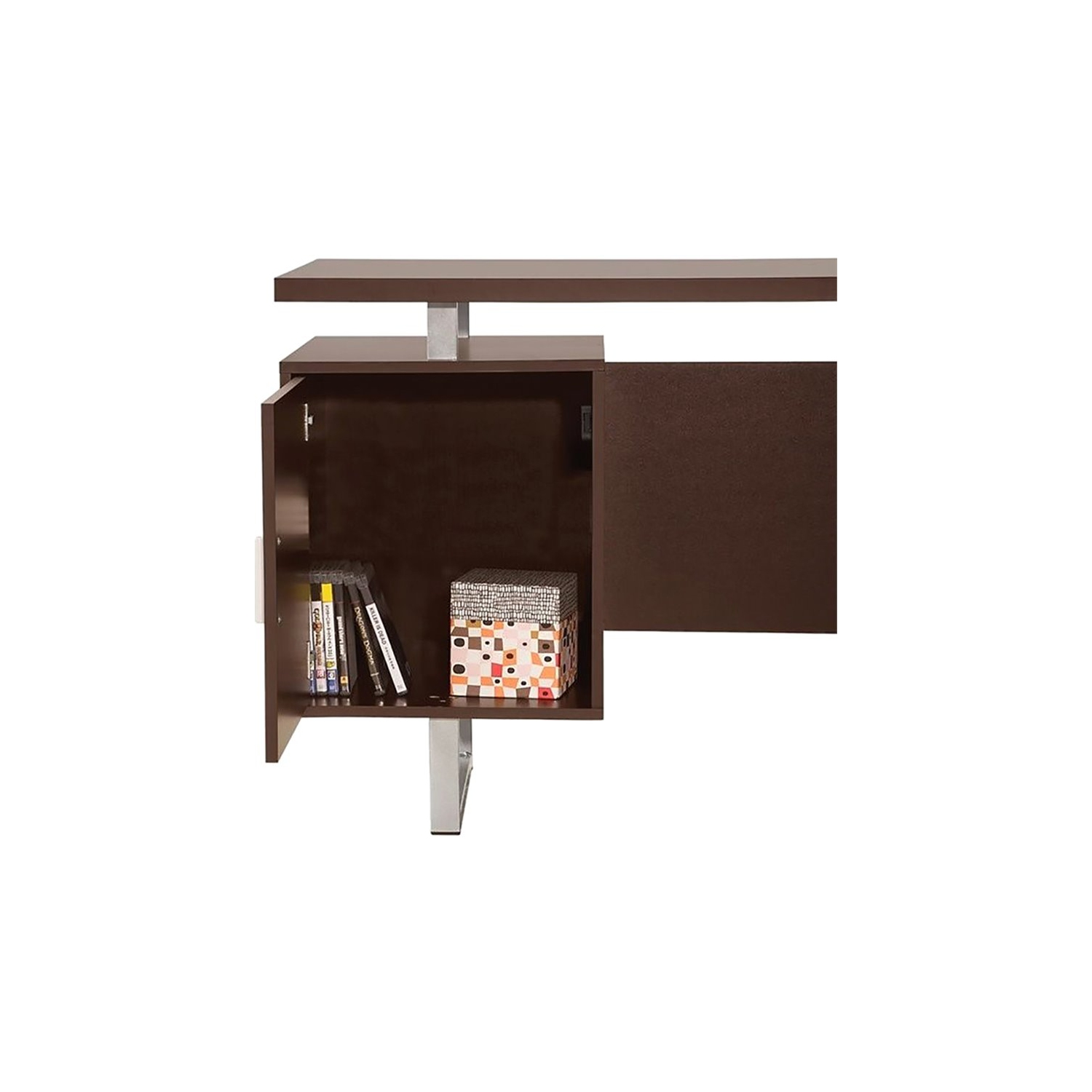 Coaster Glavan 2 Drawer Writing Desk in Cappuccino and Silver