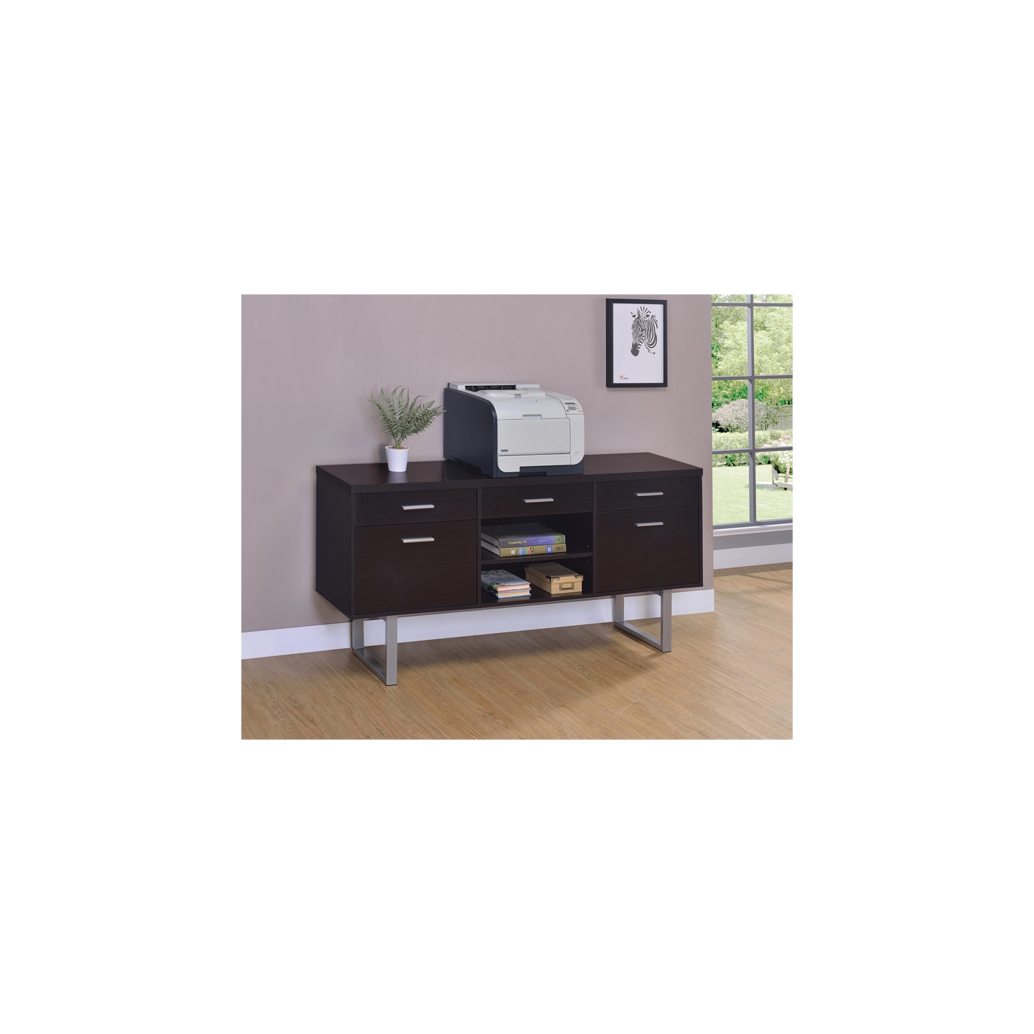 Coaster Glavan 5 Drawer Credenza Desk in Cappuccino