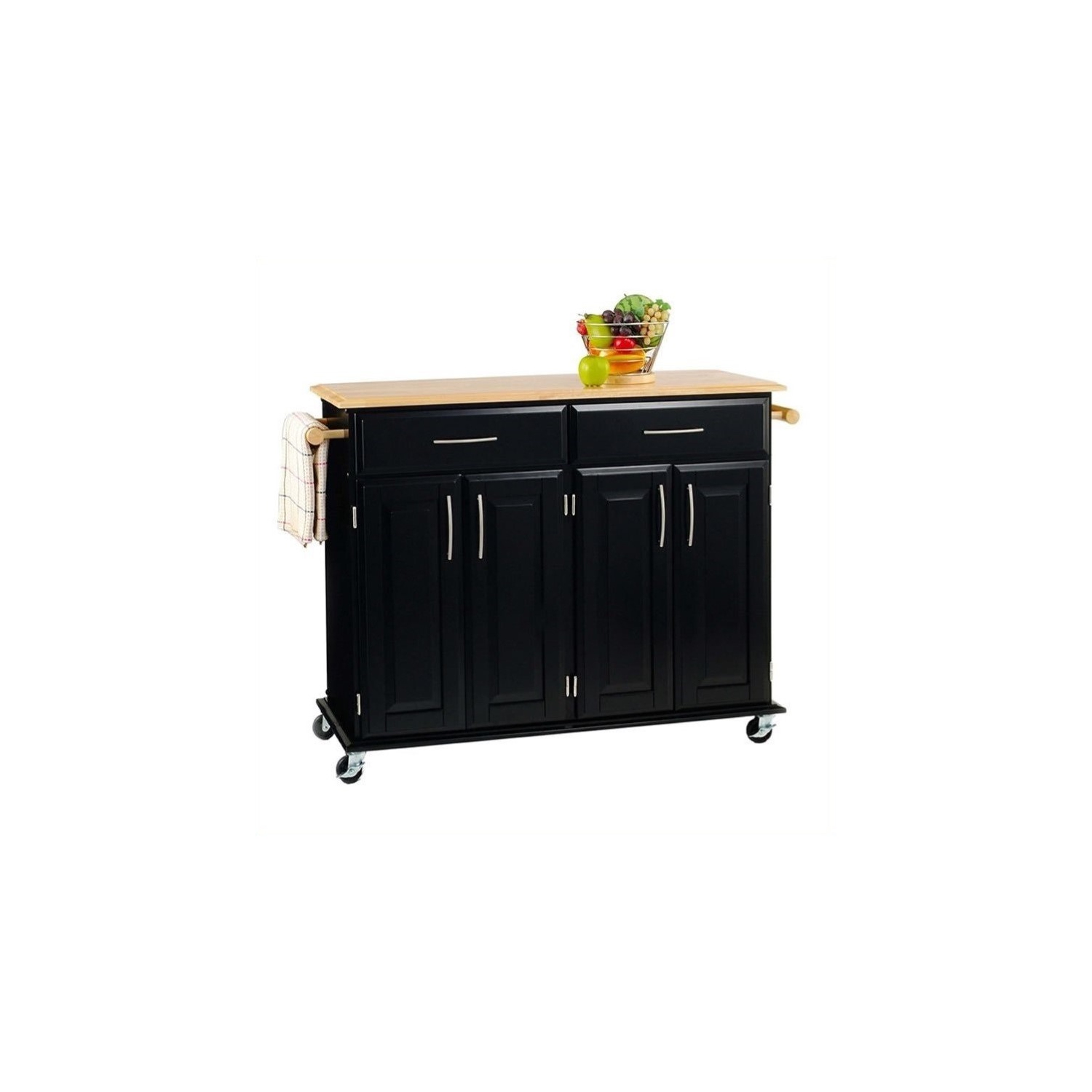 Homestyles Dolly Madison Wood Rolling Kitchen Cart in Black