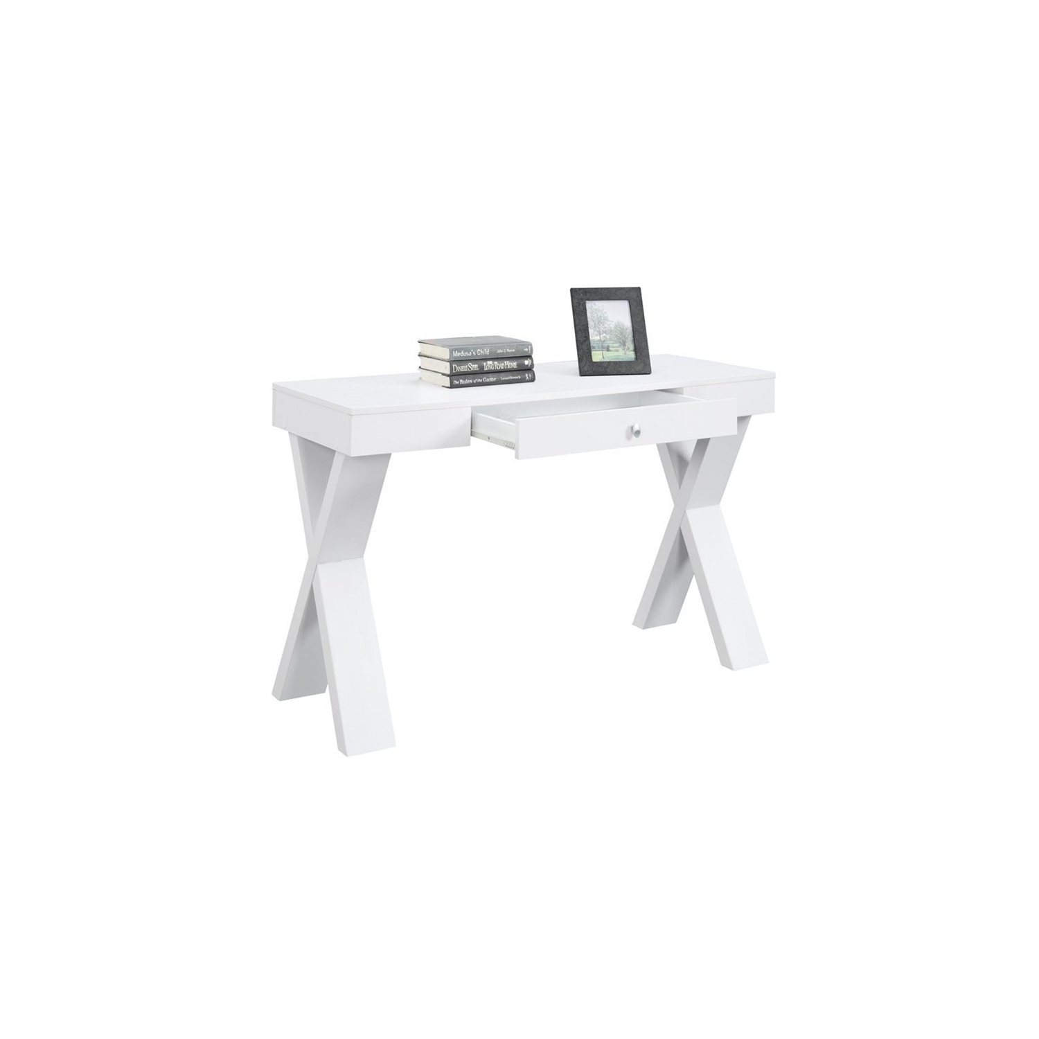 Bureau de travail Newport de pratique concepts avec fini en bois blanc et tiroir