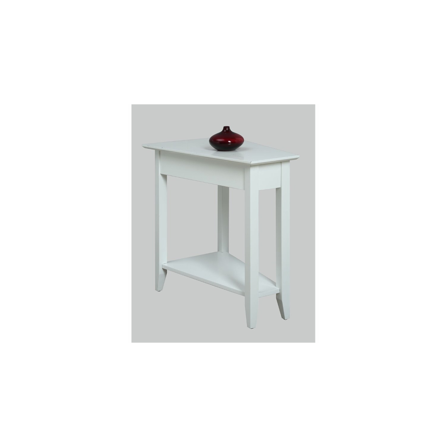 Convenience Concepts American Heritage Wedge End Table in White Wood Finish
