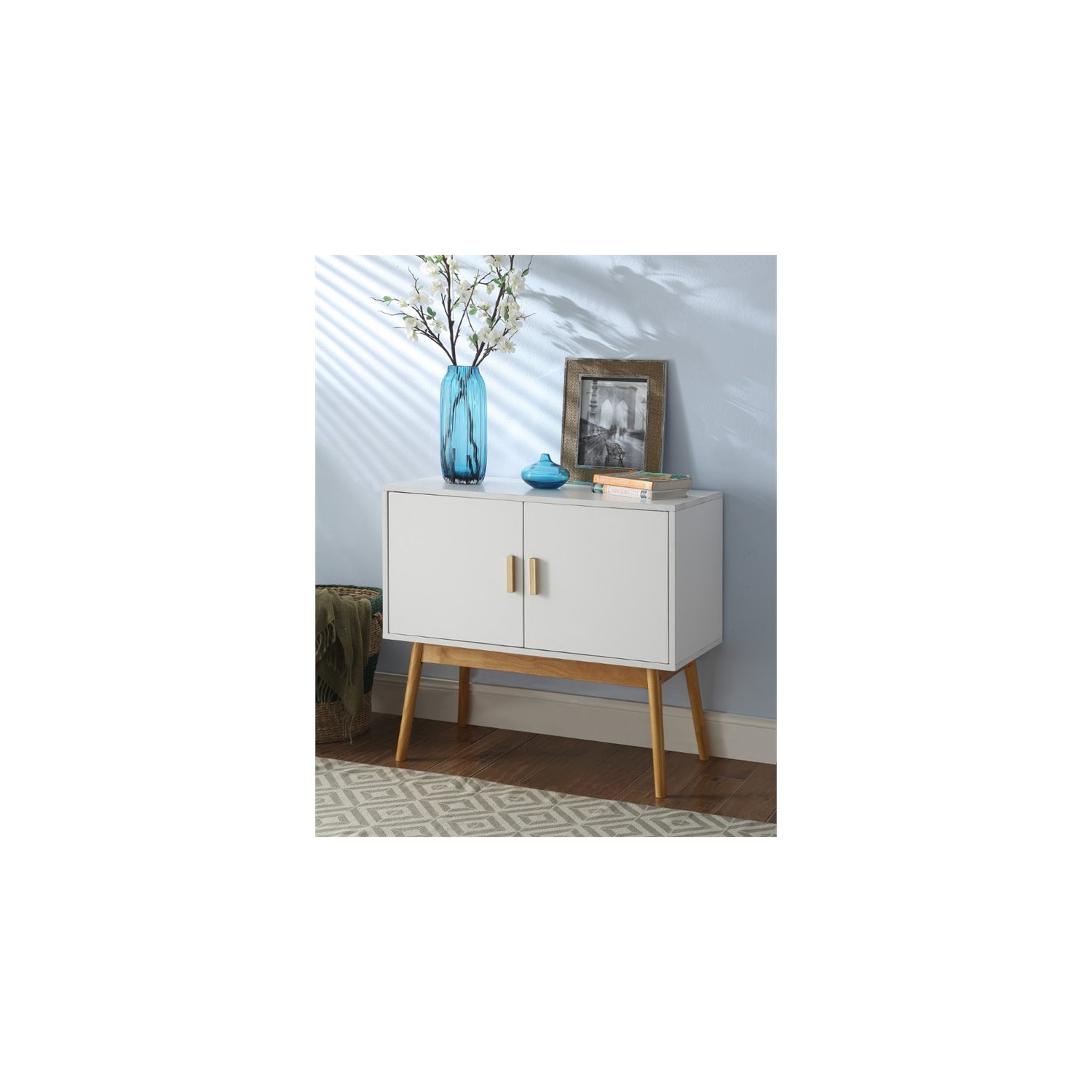 Convenience Concepts Oslo Storage Console Table in White Wood Finish