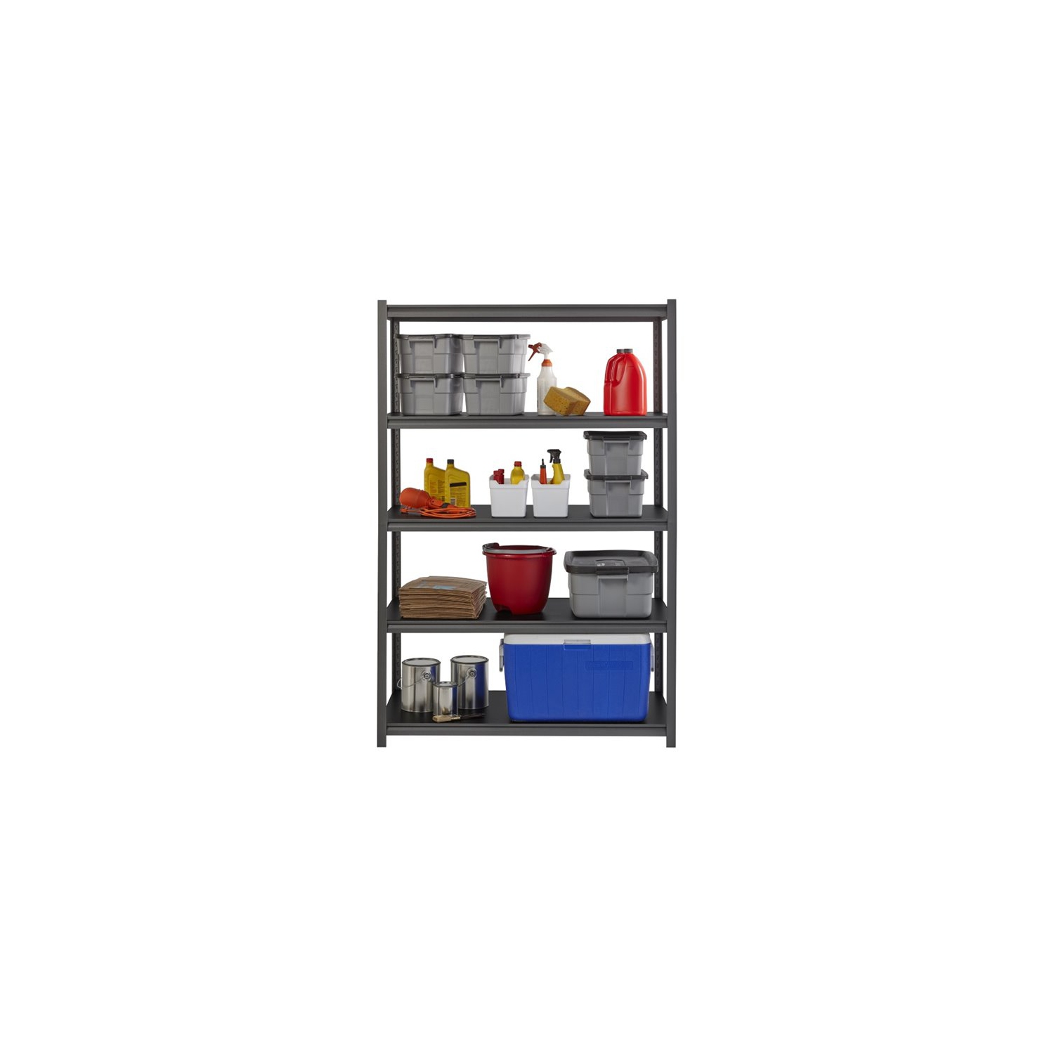 Hirsh 3200 Riveted Metal Shelving 5-Shelf Unit 18Dx48Wx72H Gunmetal Gray/Black