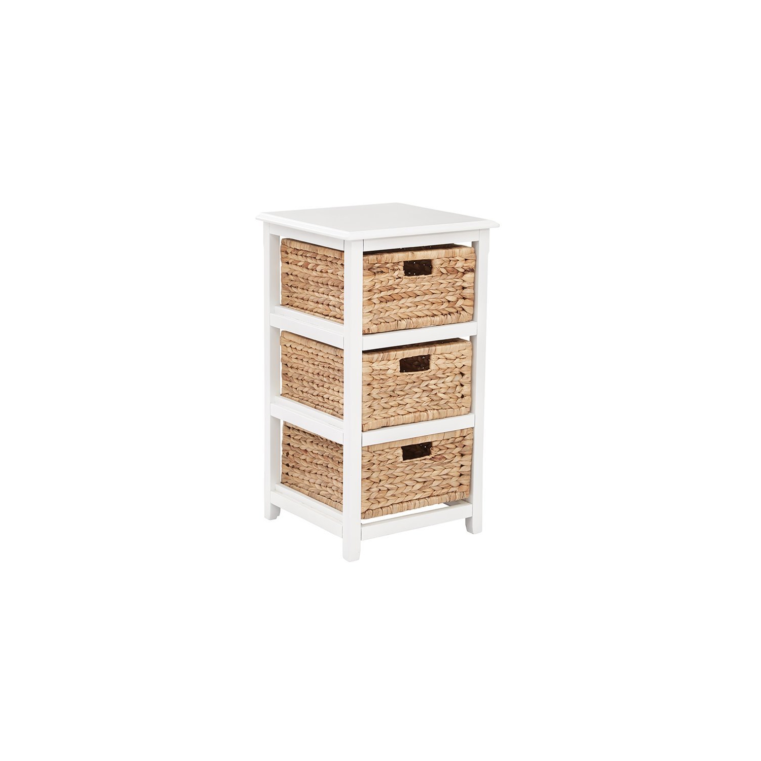 Seabrook Four-Tier Storage Unit With White Finish and Natural Brown Baskets