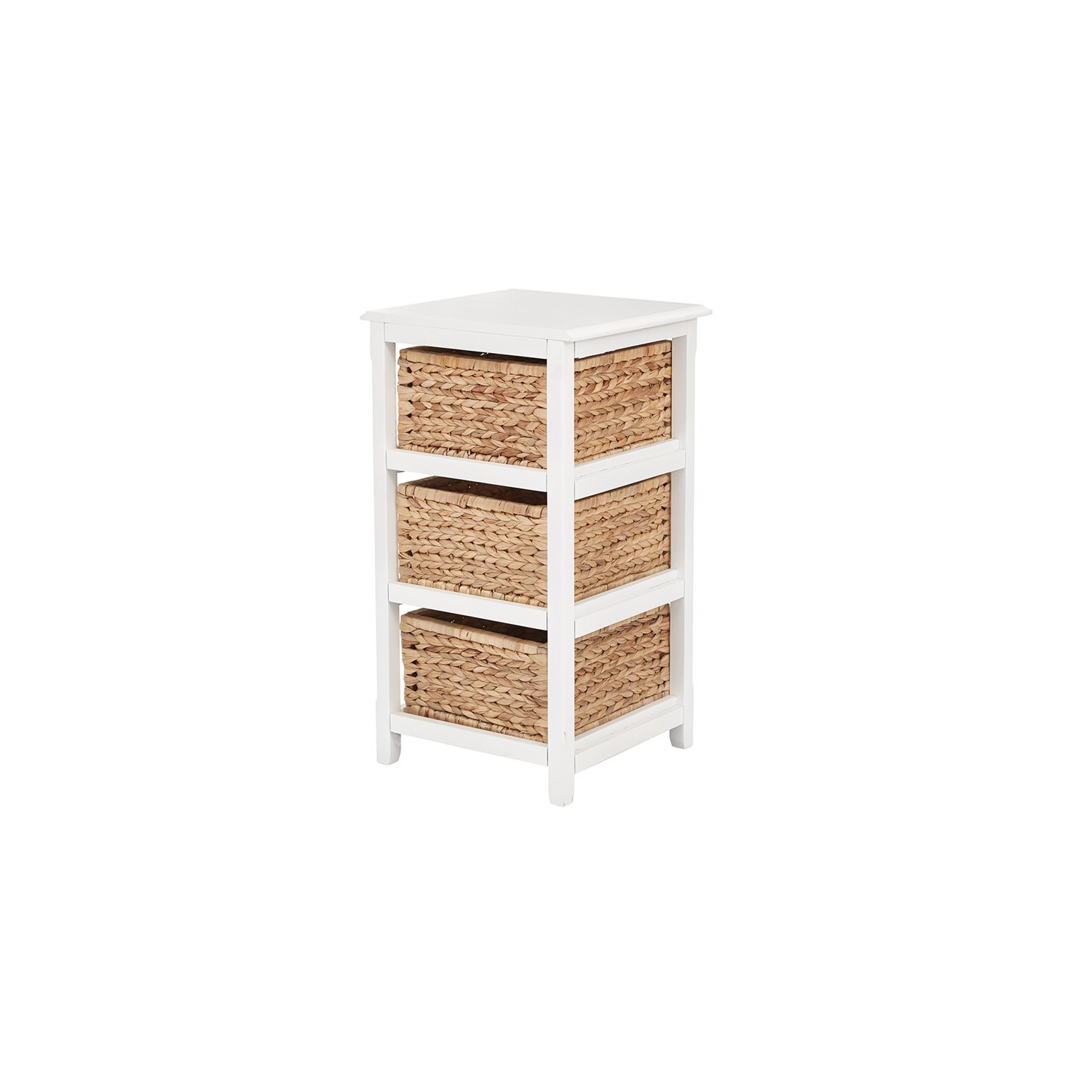 Seabrook Four-Tier Storage Unit With White Finish and Natural Brown Baskets
