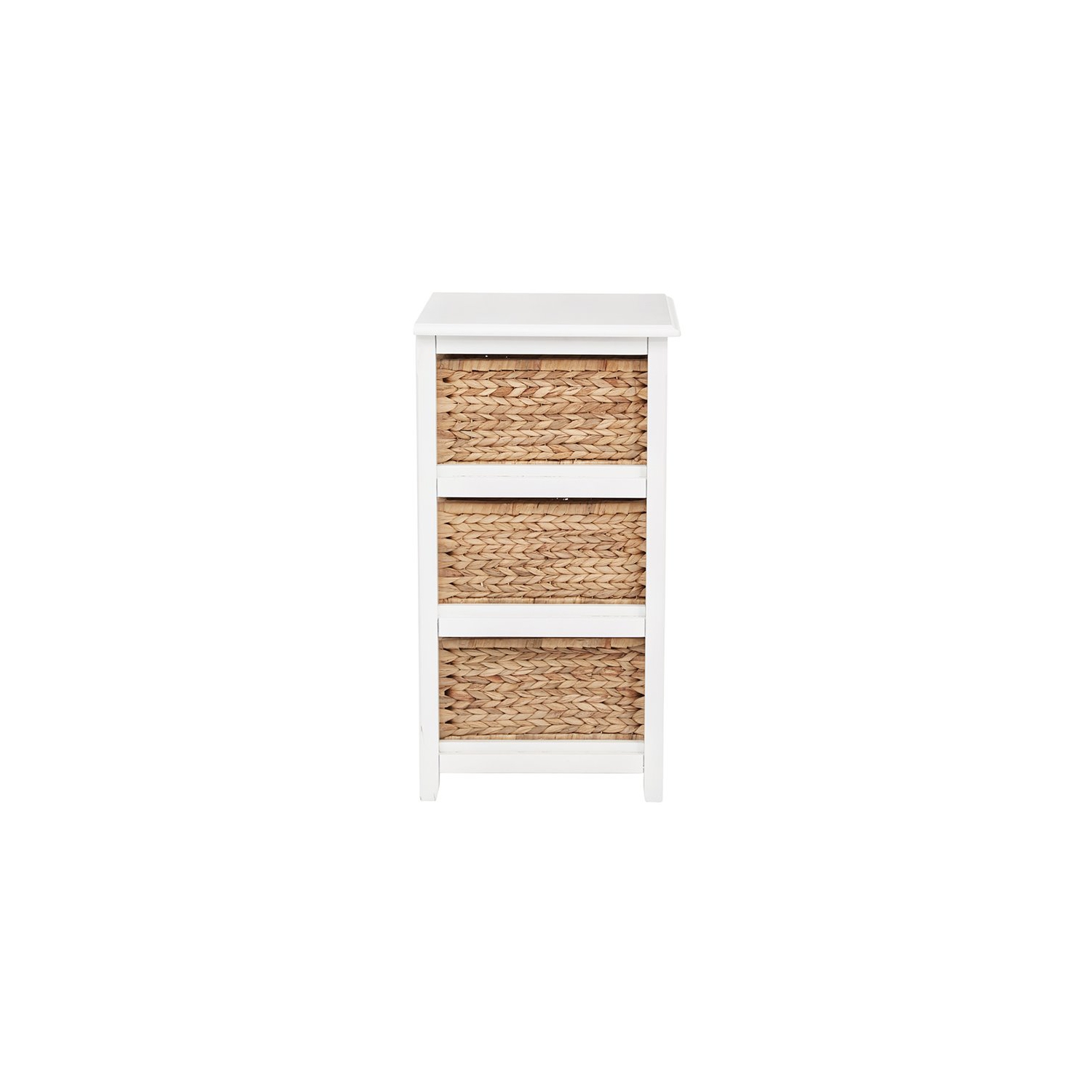 Seabrook Four-Tier Storage Unit With White Finish and Natural Brown Baskets