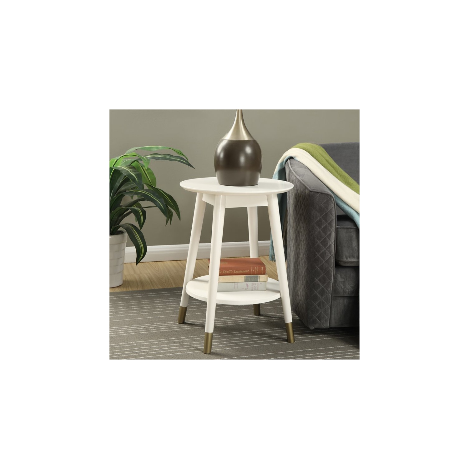 Table d’extrémité ronde de milieu de siècle Wilson de pratique concepts avec fini en bois blanc