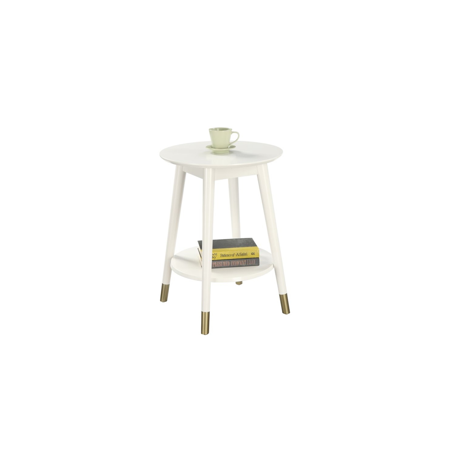 Table d’extrémité ronde de milieu de siècle Wilson de pratique concepts avec fini en bois blanc