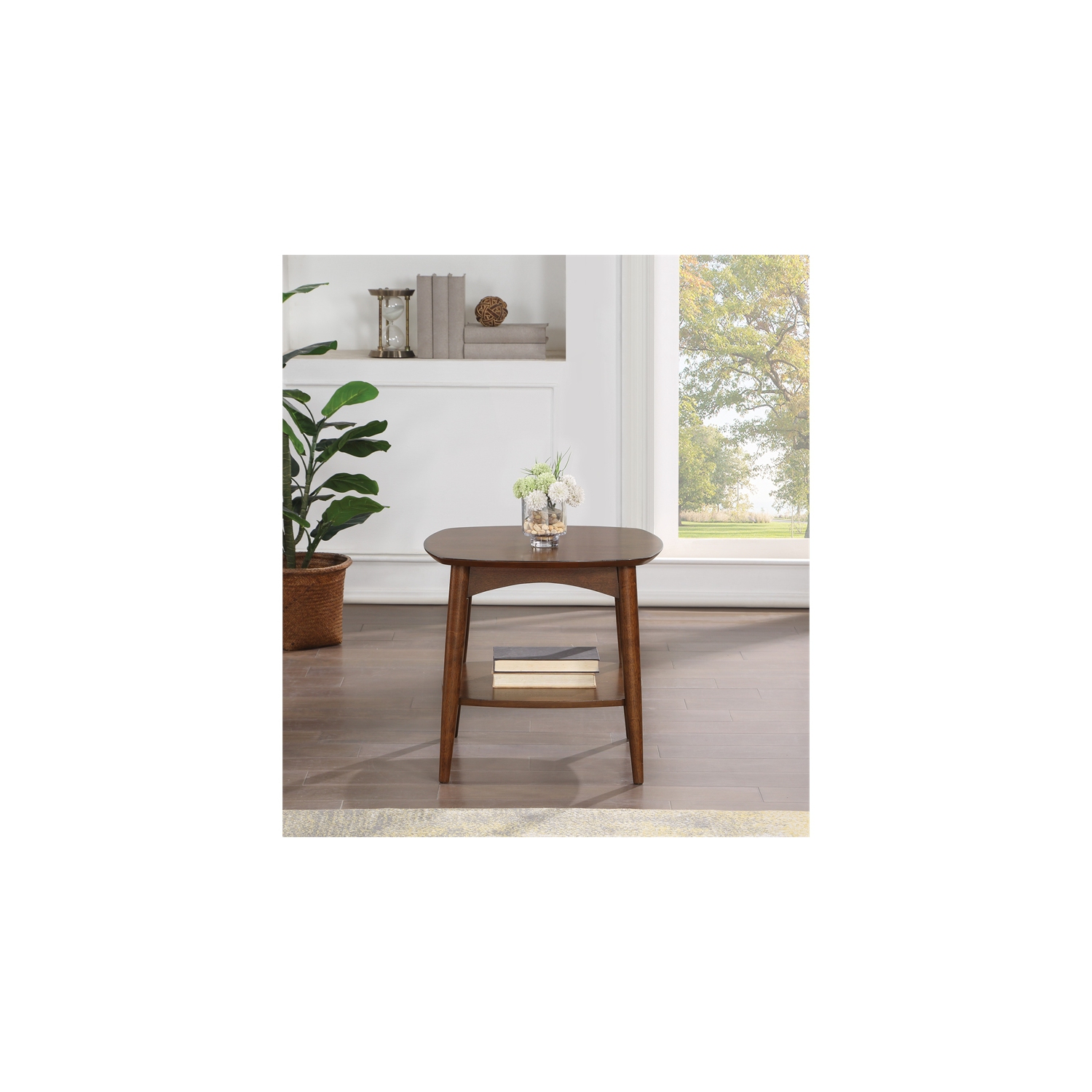 Copenhagen Wood and Wood Veneer Accent Table in Walnut Brown