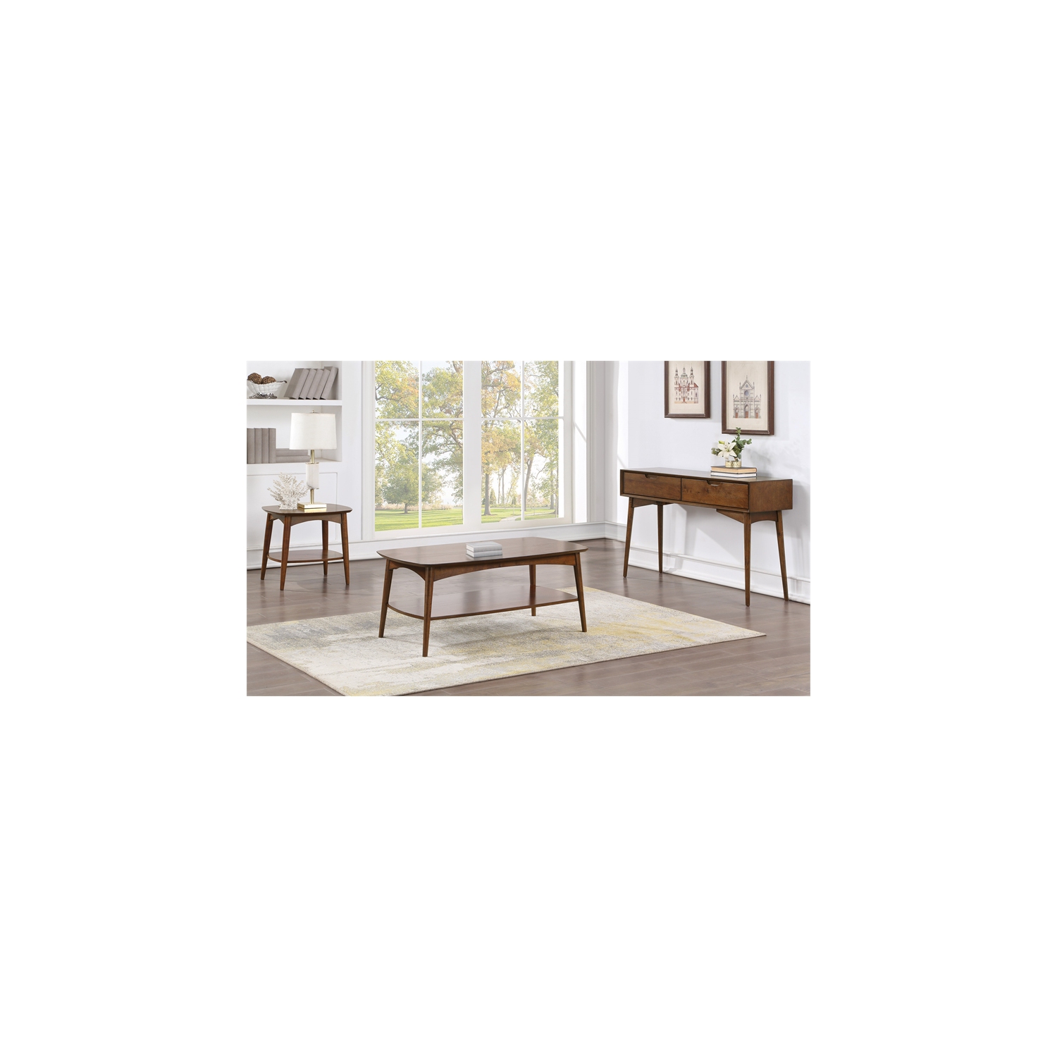 Copenhagen Wood and Wood Veneer Accent Table in Walnut Brown