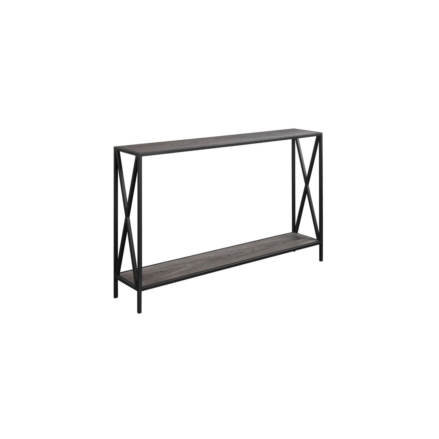 Convenience Concepts Tucson Console Table in Gray Wood Finish With Black Metal