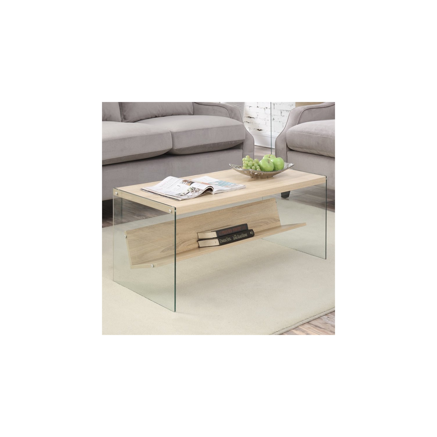Convenience Concepts Soho Coffee Table in Weathered White Wood Finish