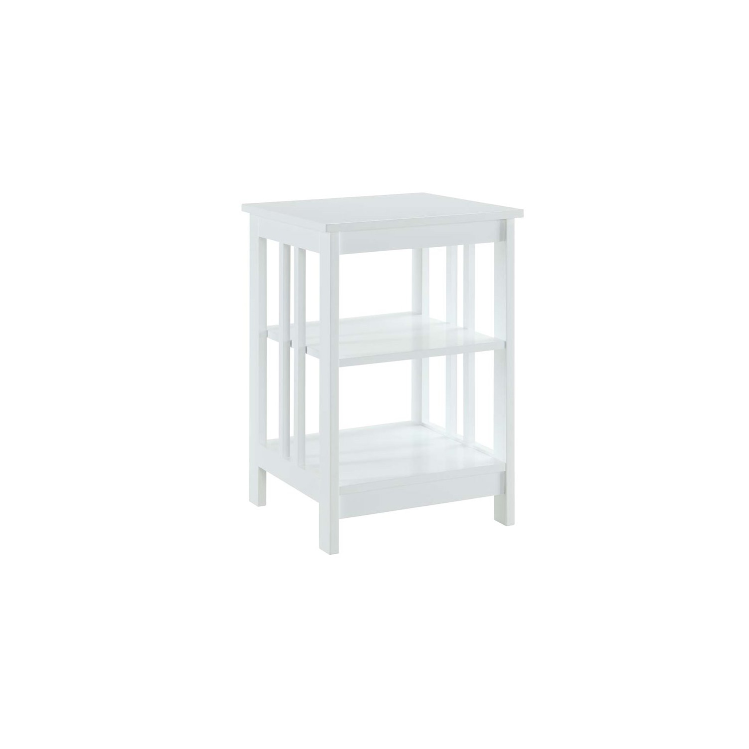 Convenience Concepts Mission Square End Table in White Wood Finish