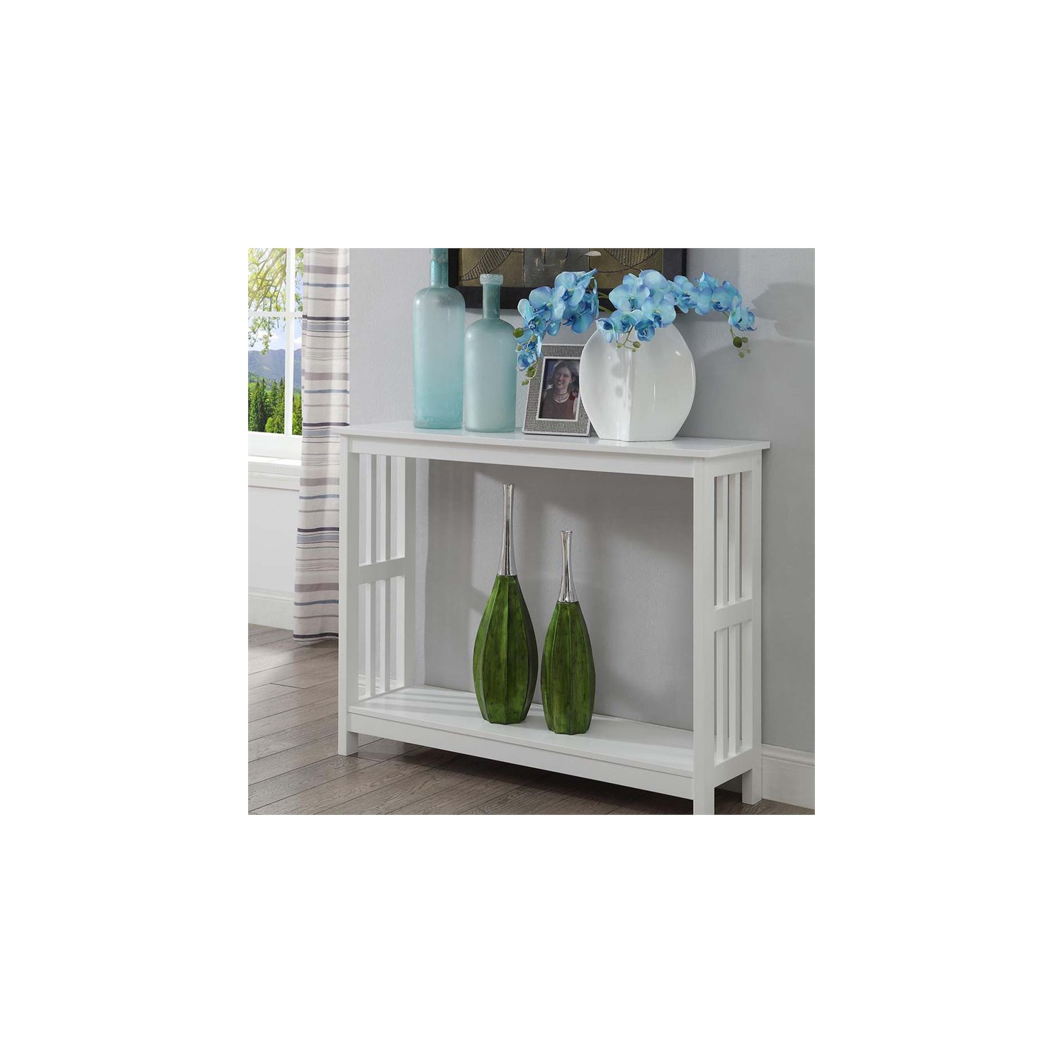 Convenience Concepts Mission Console Table in White Wood Finish