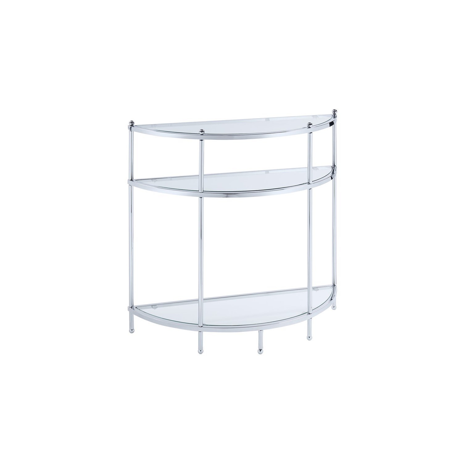 Convenience Concepts Royal Crest Clear Glass Console Table with Chrome Frame