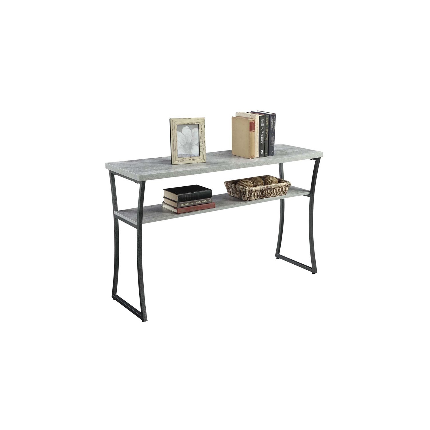 Convenience Concepts X-Calibur Console Table in Gray Faux Birch Wood Finish