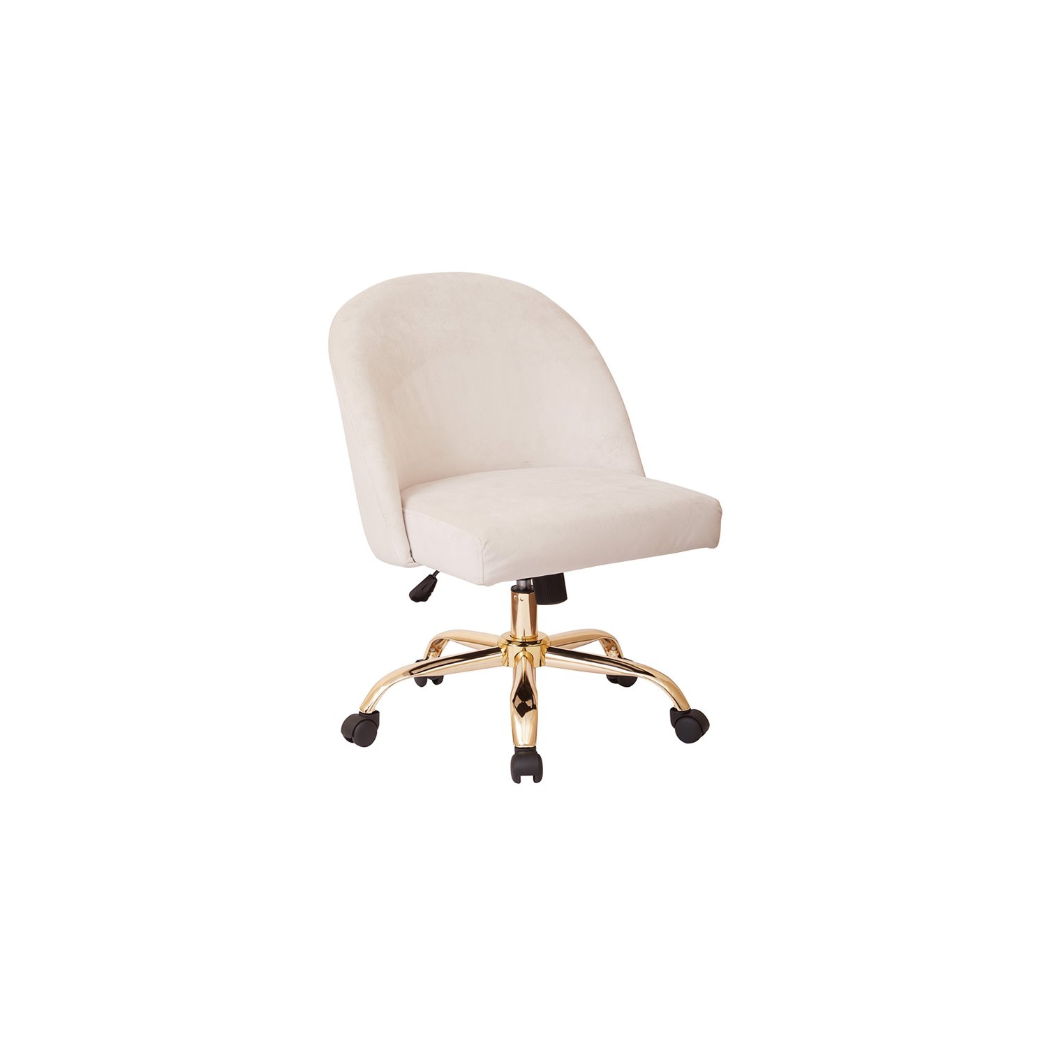 Layton Mid Back Office Chair in Oyster Beige Velvet with Gold Finish Base