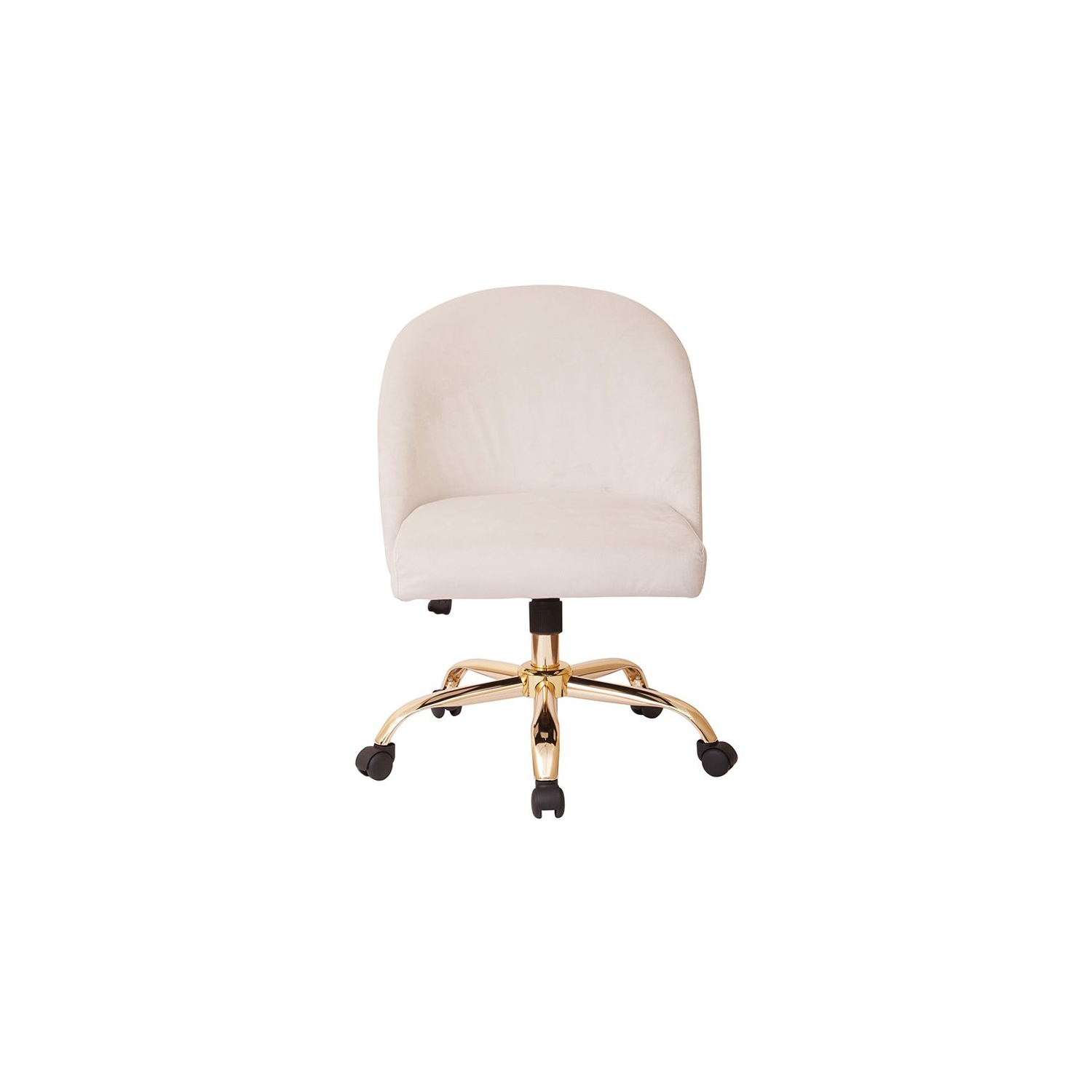 Layton Mid Back Office Chair in Oyster Beige Velvet with Gold Finish Base