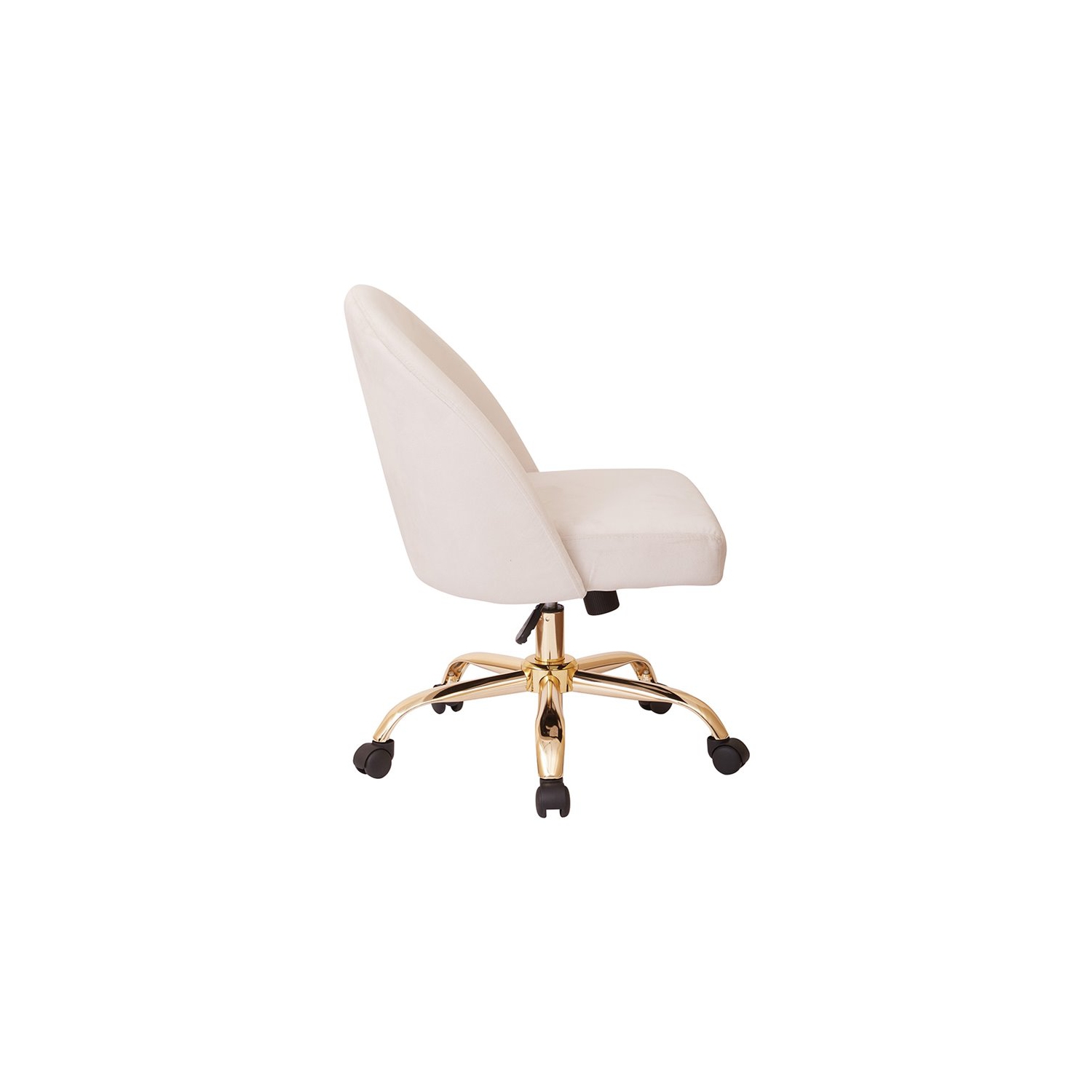 Layton Mid Back Office Chair in Oyster Beige Velvet with Gold Finish Base