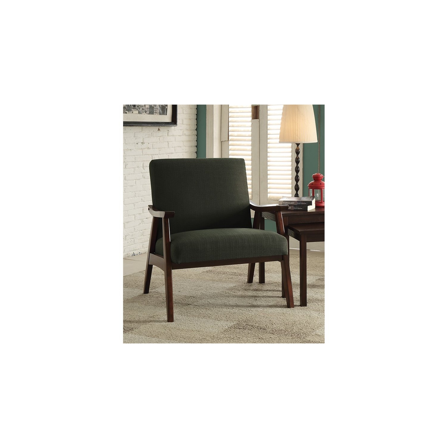 Davis Chair in Klein Otter Brown Fabric with medium Espresso frame
