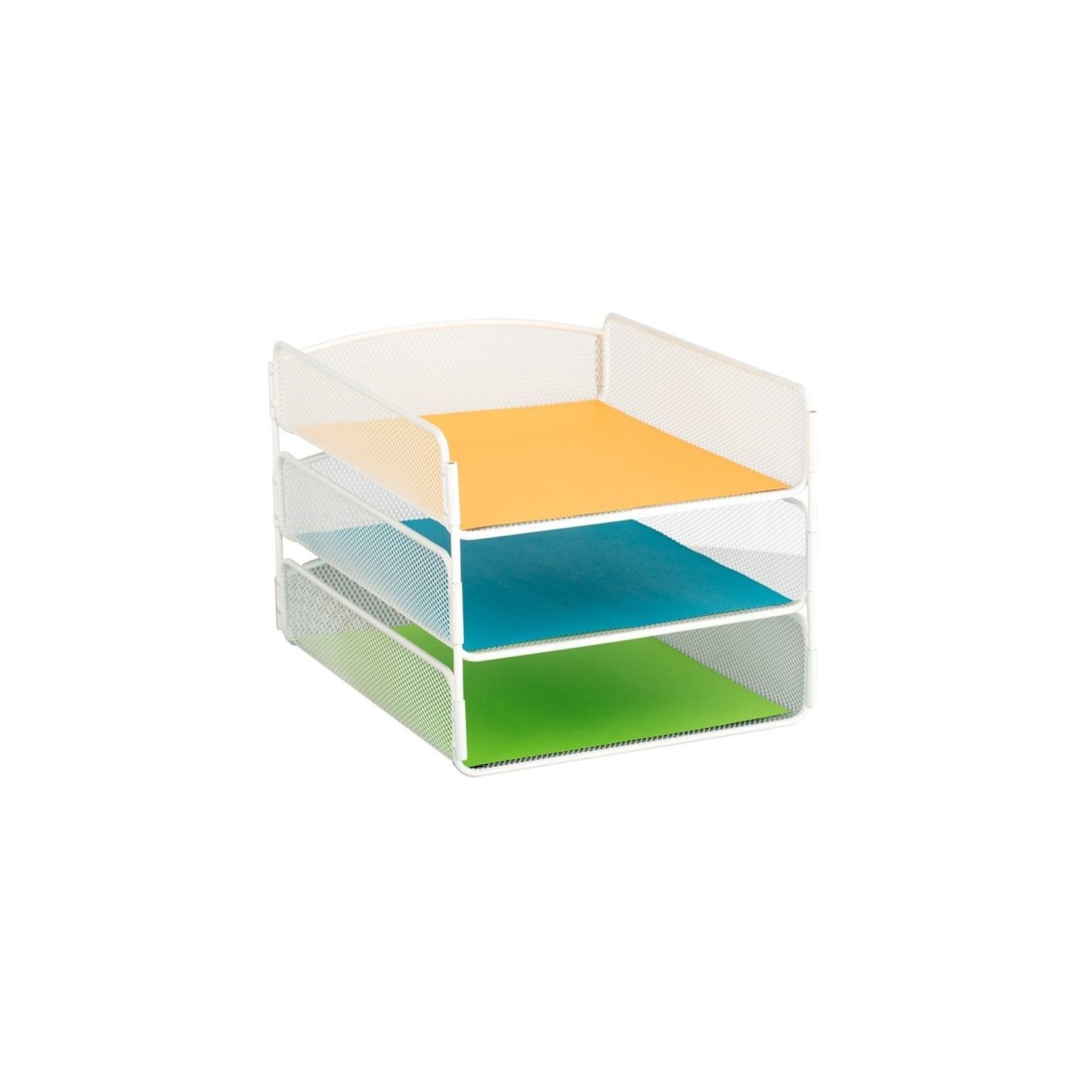 Safco Onyx 3 Tray Desk Organizer in White