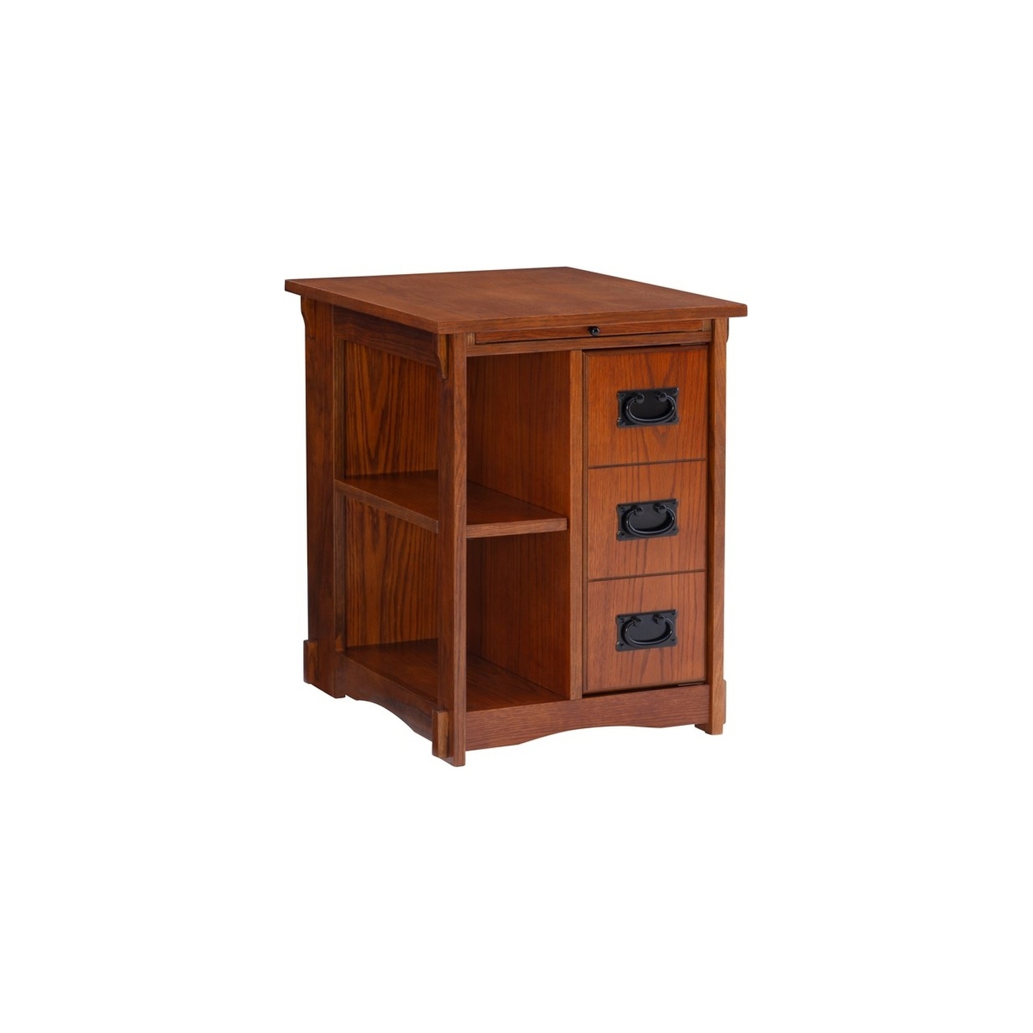 Linon Mission Oak Wood Cabinet Table in Brown