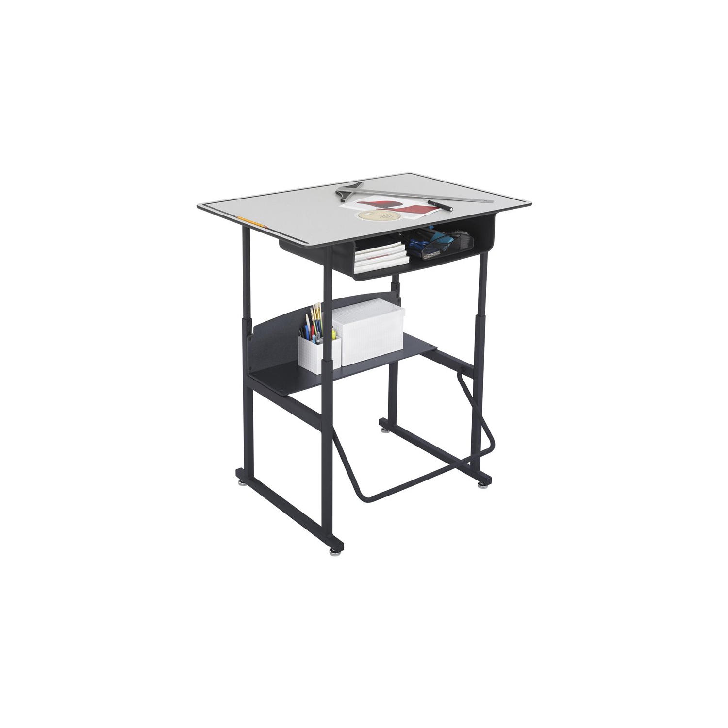 Safco AlphaBetter 24" x 36" Student Desk in Gray with Book Box