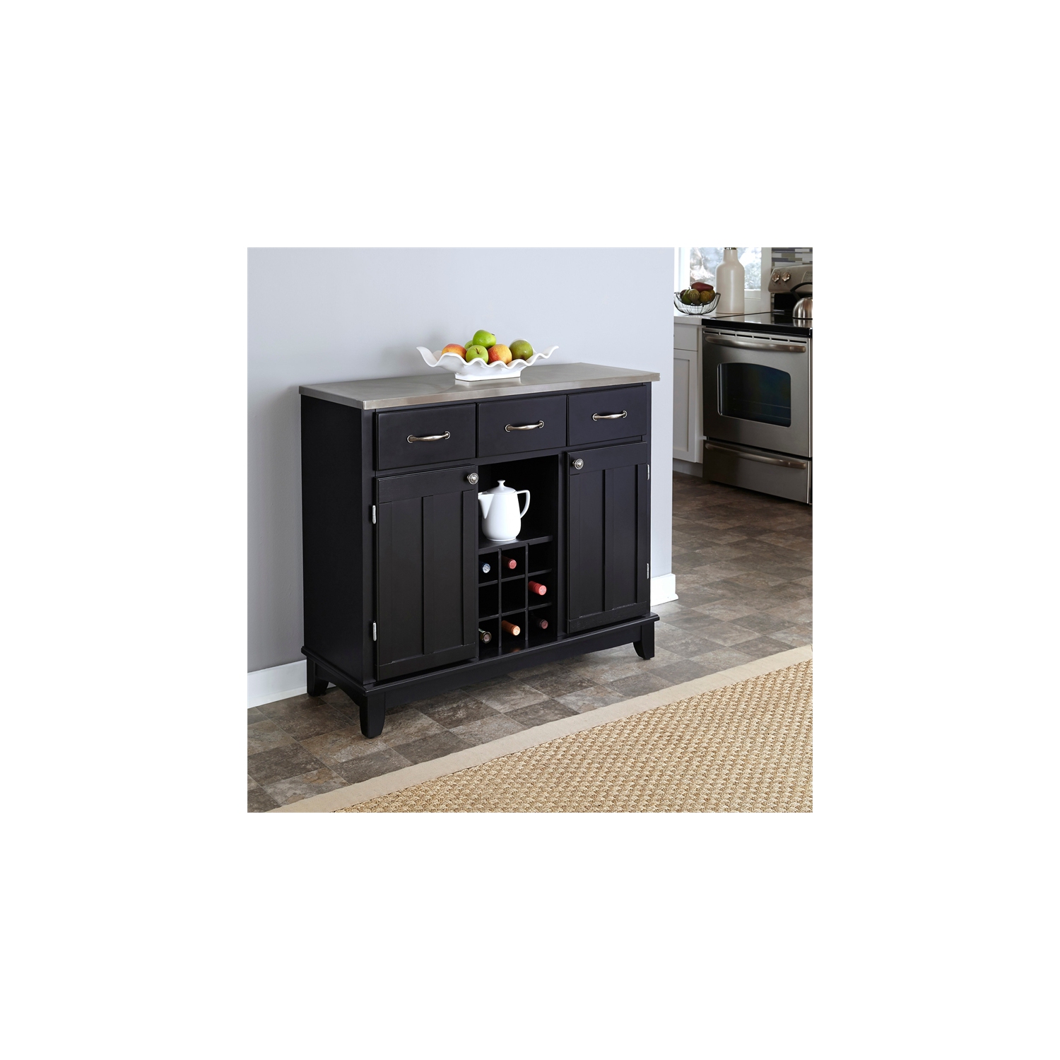 Homestyles Buffet of Buffets Wood Buffet in Black