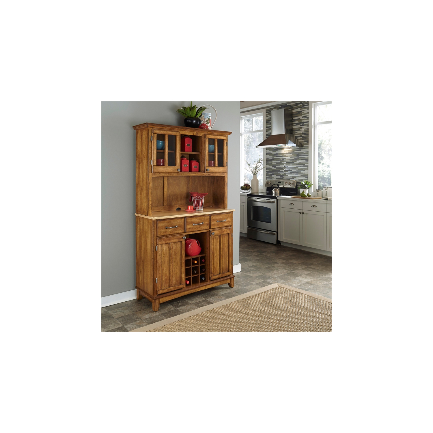 Buffet de buffets en bois avec huche de style brun