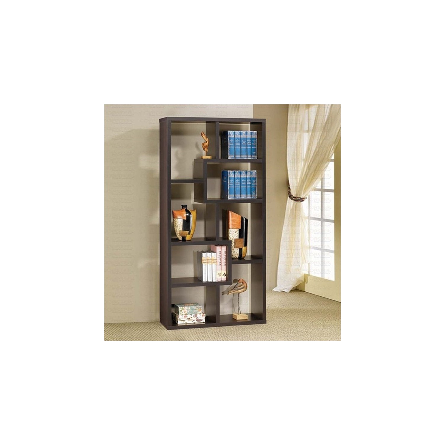 Coaster Asymmetrical Bookcase in Cappuccino