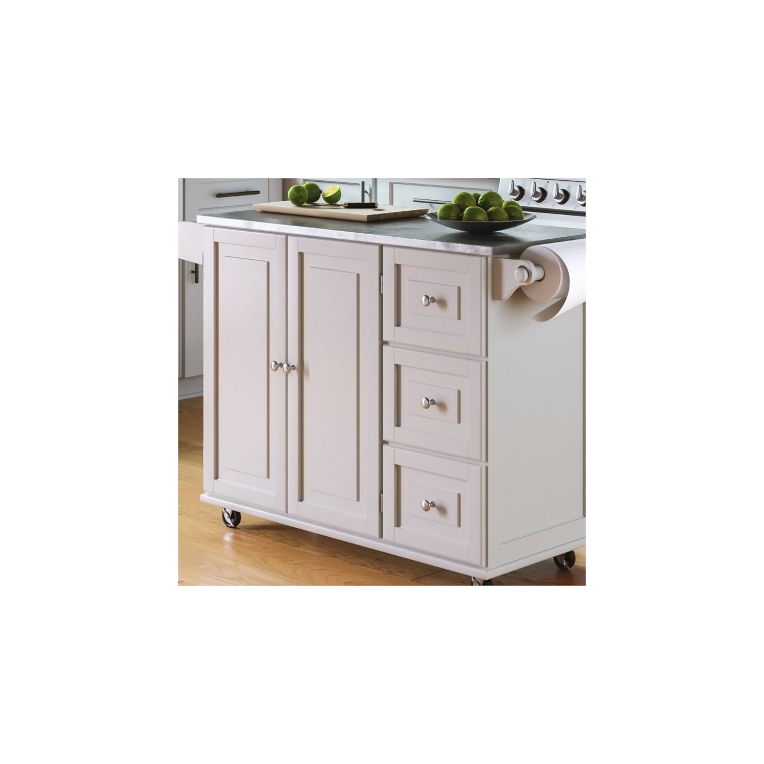 Homestyles Dolly Madison Wood Kitchen Cart in Off White
