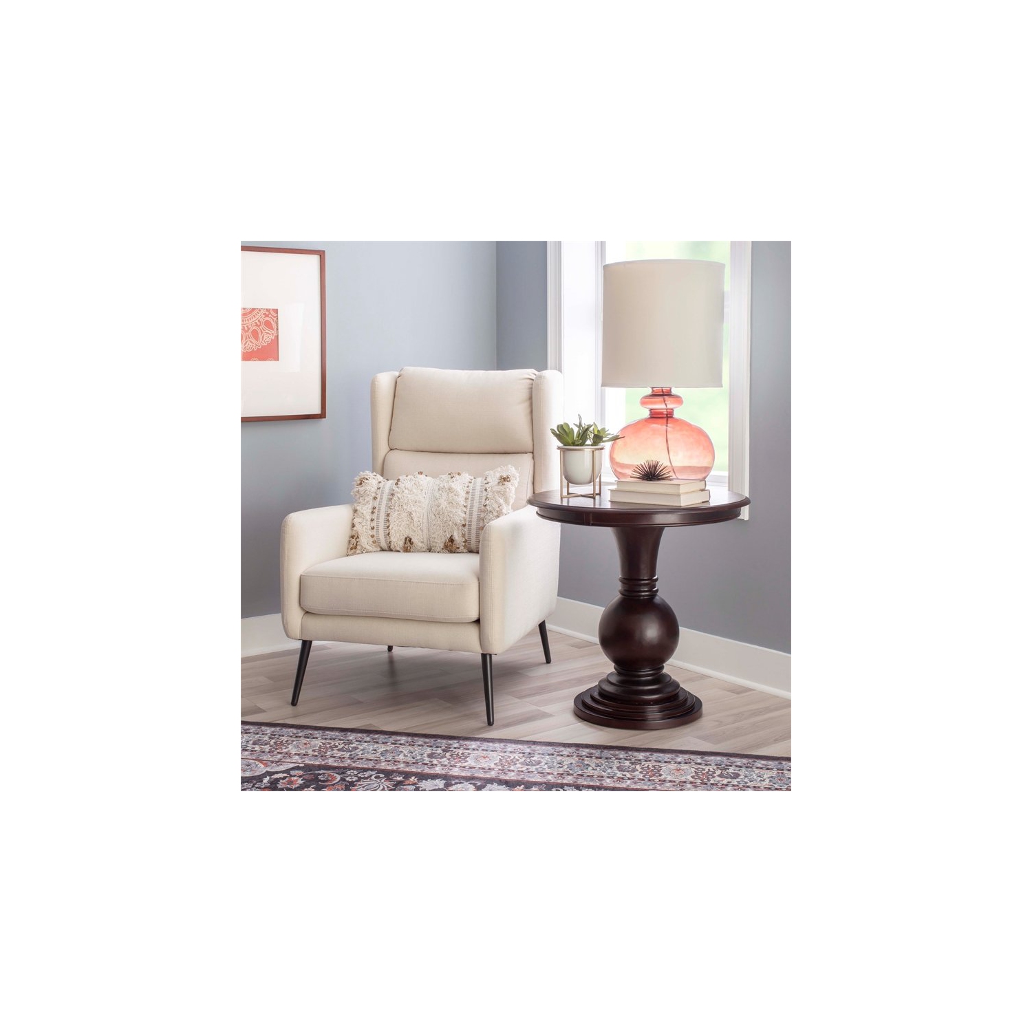 Linon – Table d’appoint ronde en bois Amalie, brun espresso