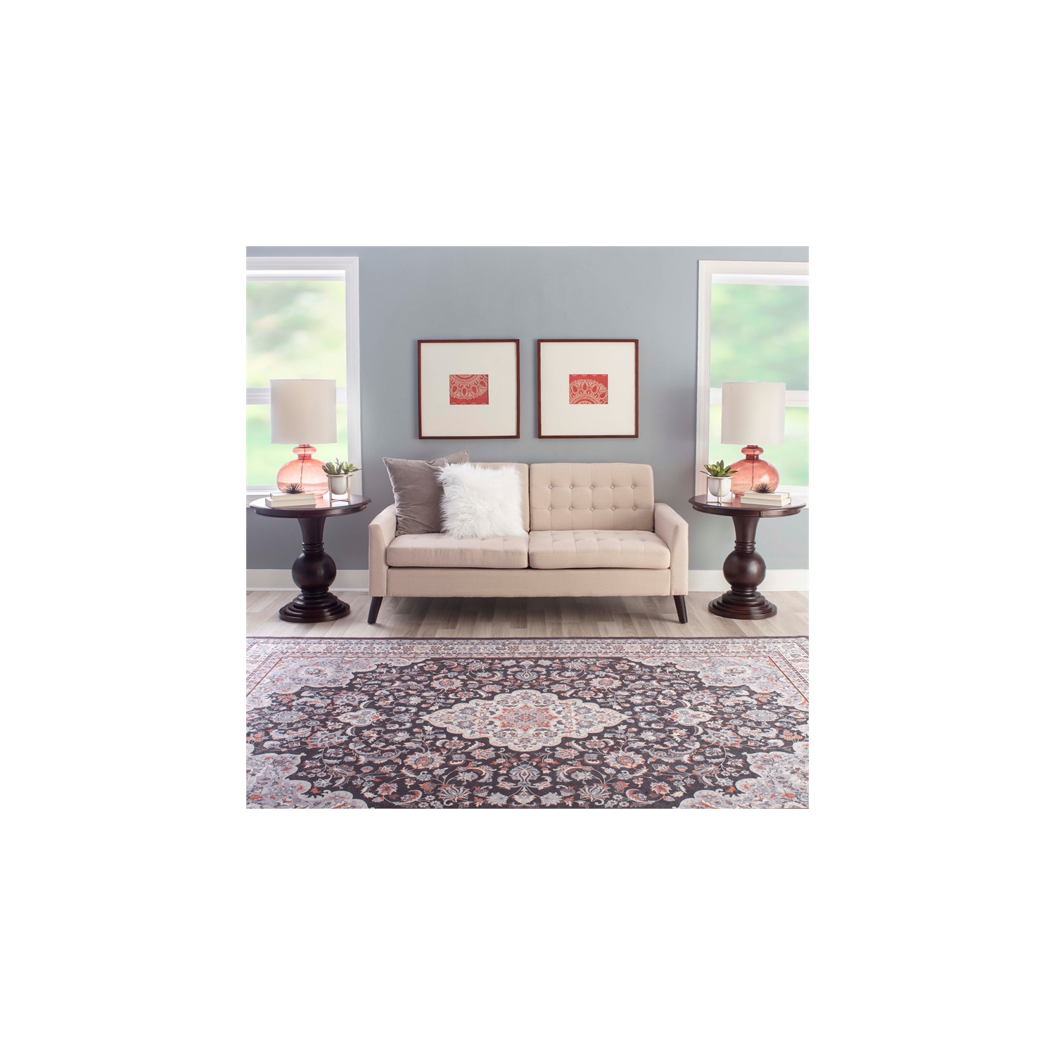 Linon – Table d’appoint ronde en bois Amalie, brun espresso