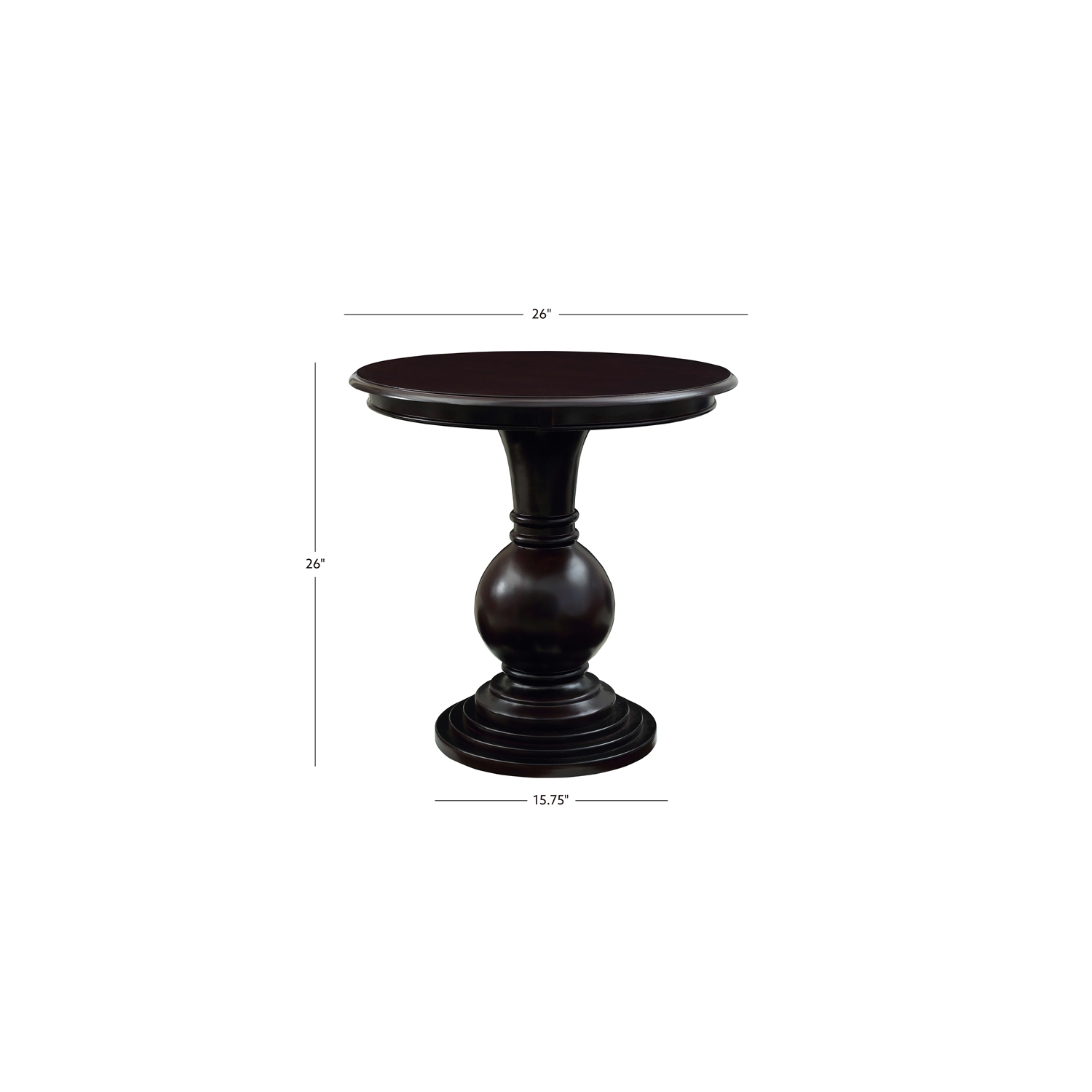 Linon – Table d’appoint ronde en bois Amalie, brun espresso