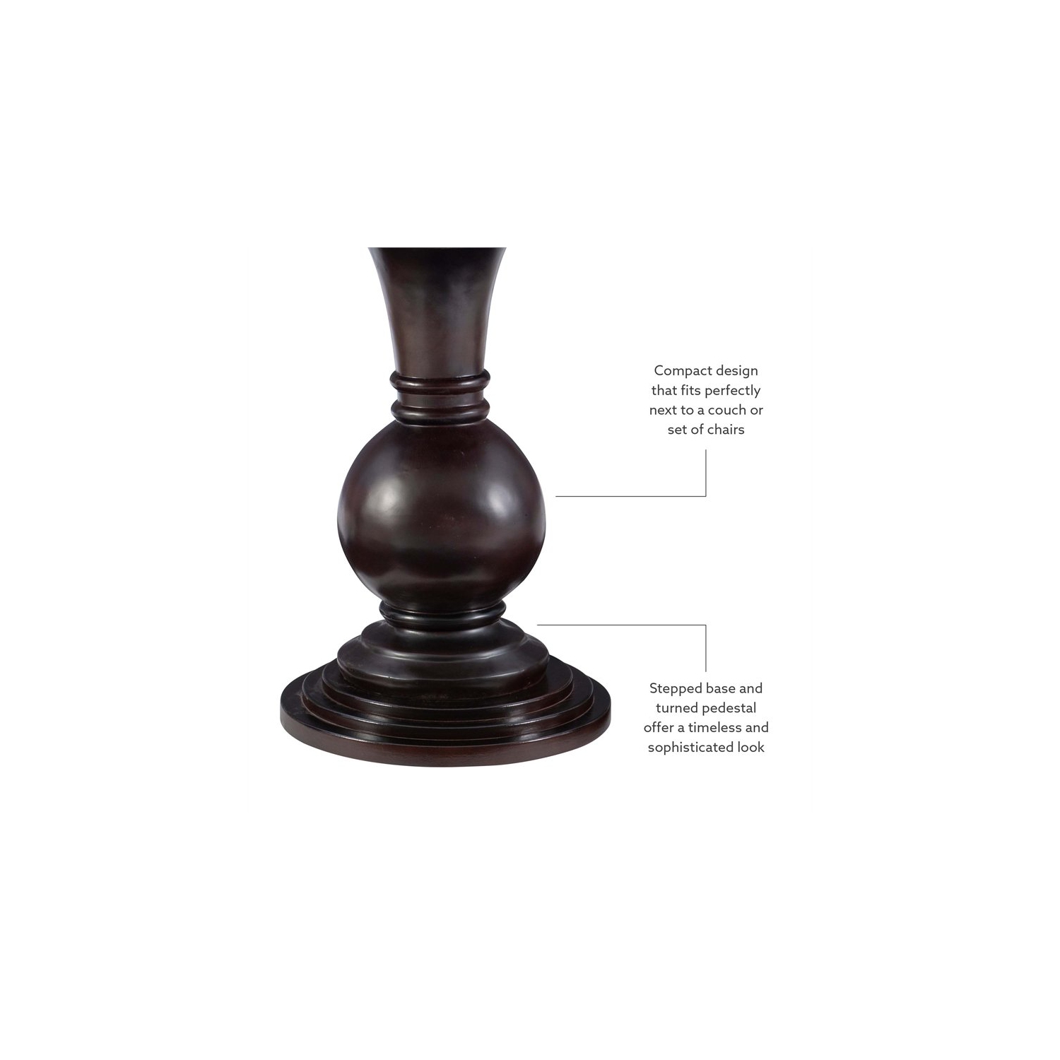 Linon – Table d’appoint ronde en bois Amalie, brun espresso