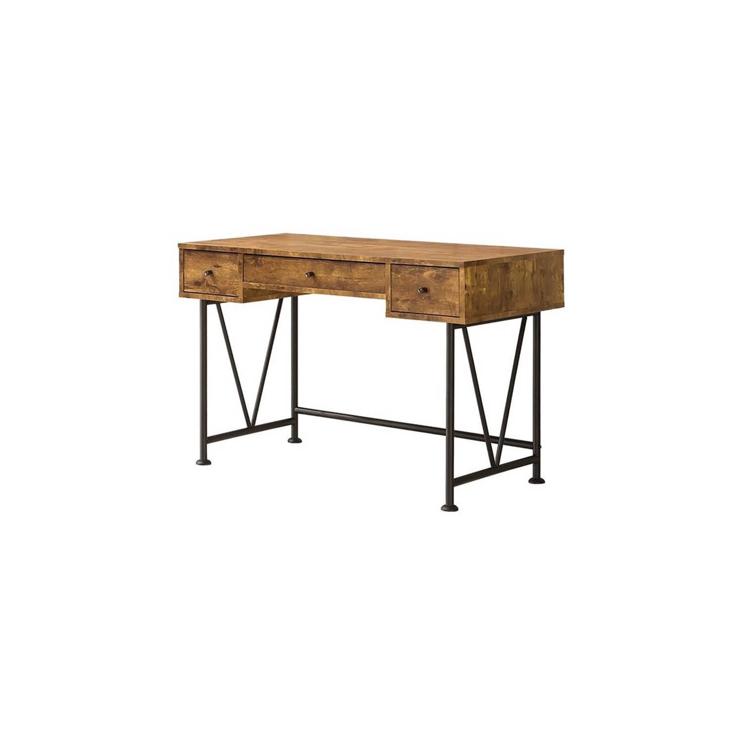 Coaster Glavan 3 Drawer Writing Desk in Antique Nutmeg and Black