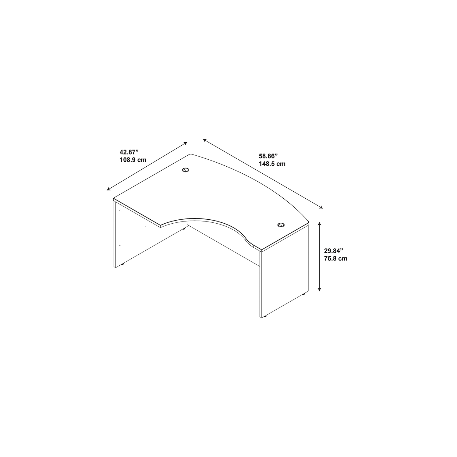 Series C 60x43 LH L-Bow Desk in Mocha Cherry - Engineered Wood