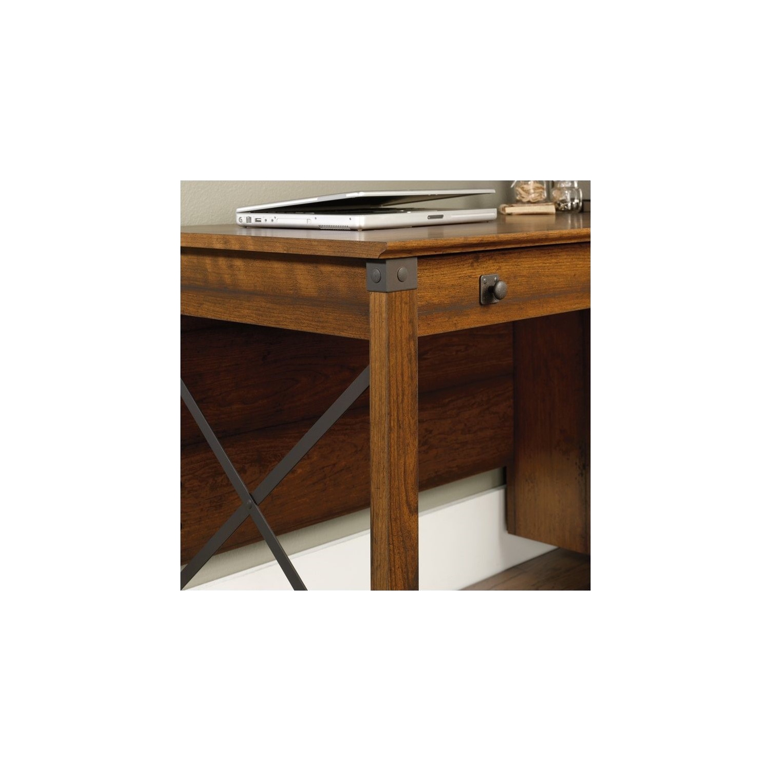 Sauder Carson Forge Engineered Wood Computer Desk in Washington Cherry