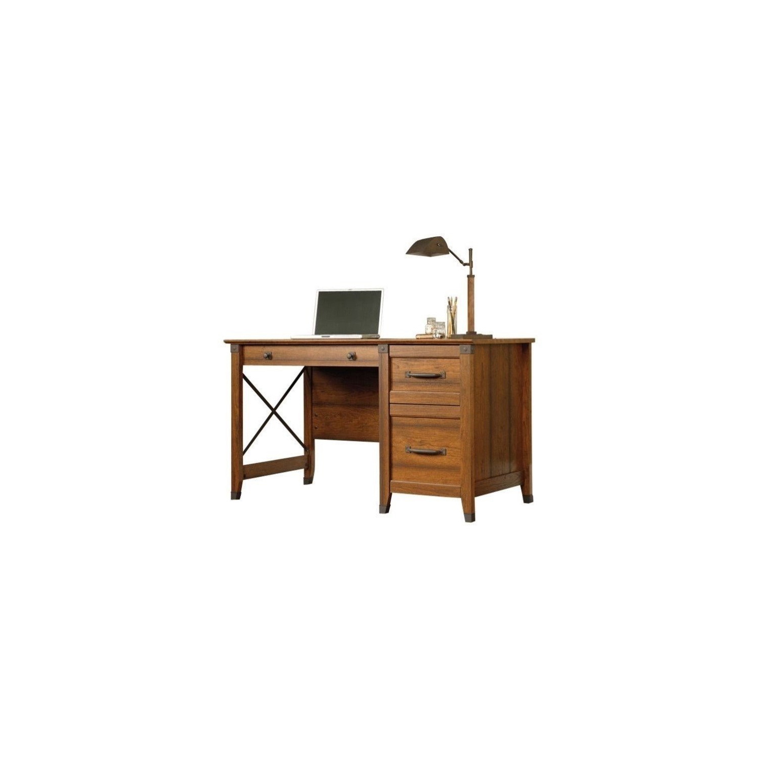 Sauder Carson Forge Engineered Wood Computer Desk in Washington Cherry