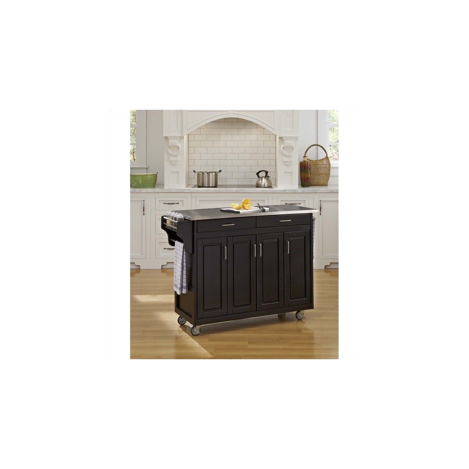 Homestyles Create-a-Cart Wood Kitchen Cart in Black