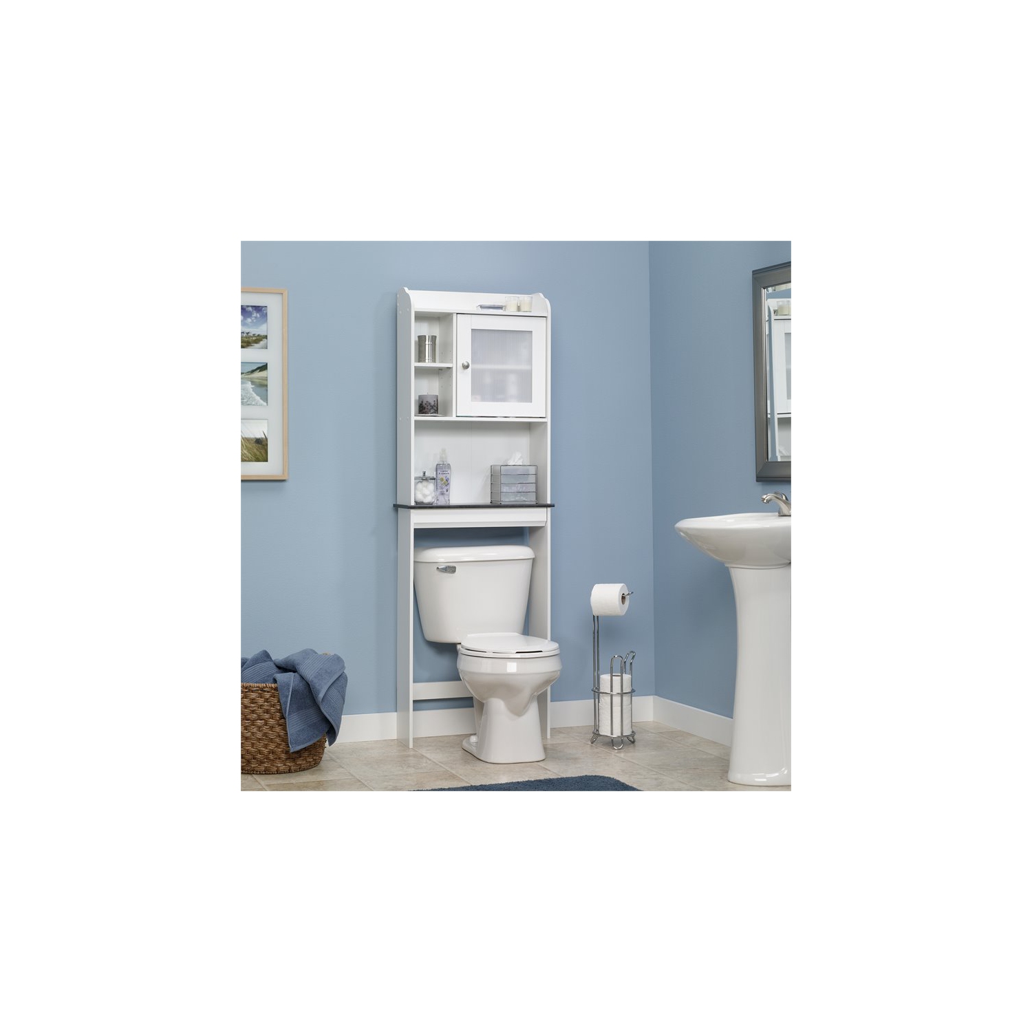 Sauder Caraway Engineered Wood Etagere in Soft White