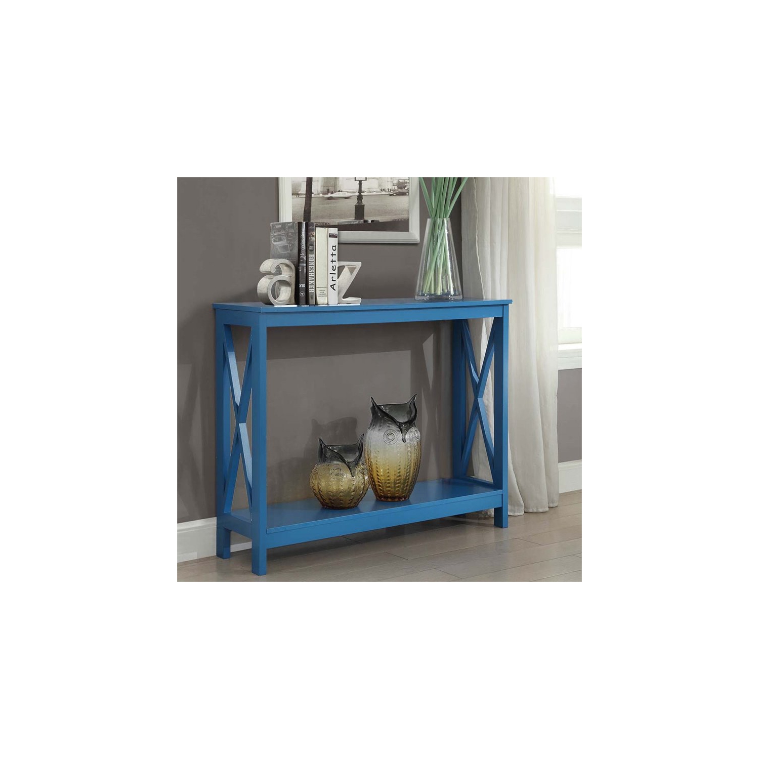 Convenience Concepts Oxford Console Table in Blue Wood Finish