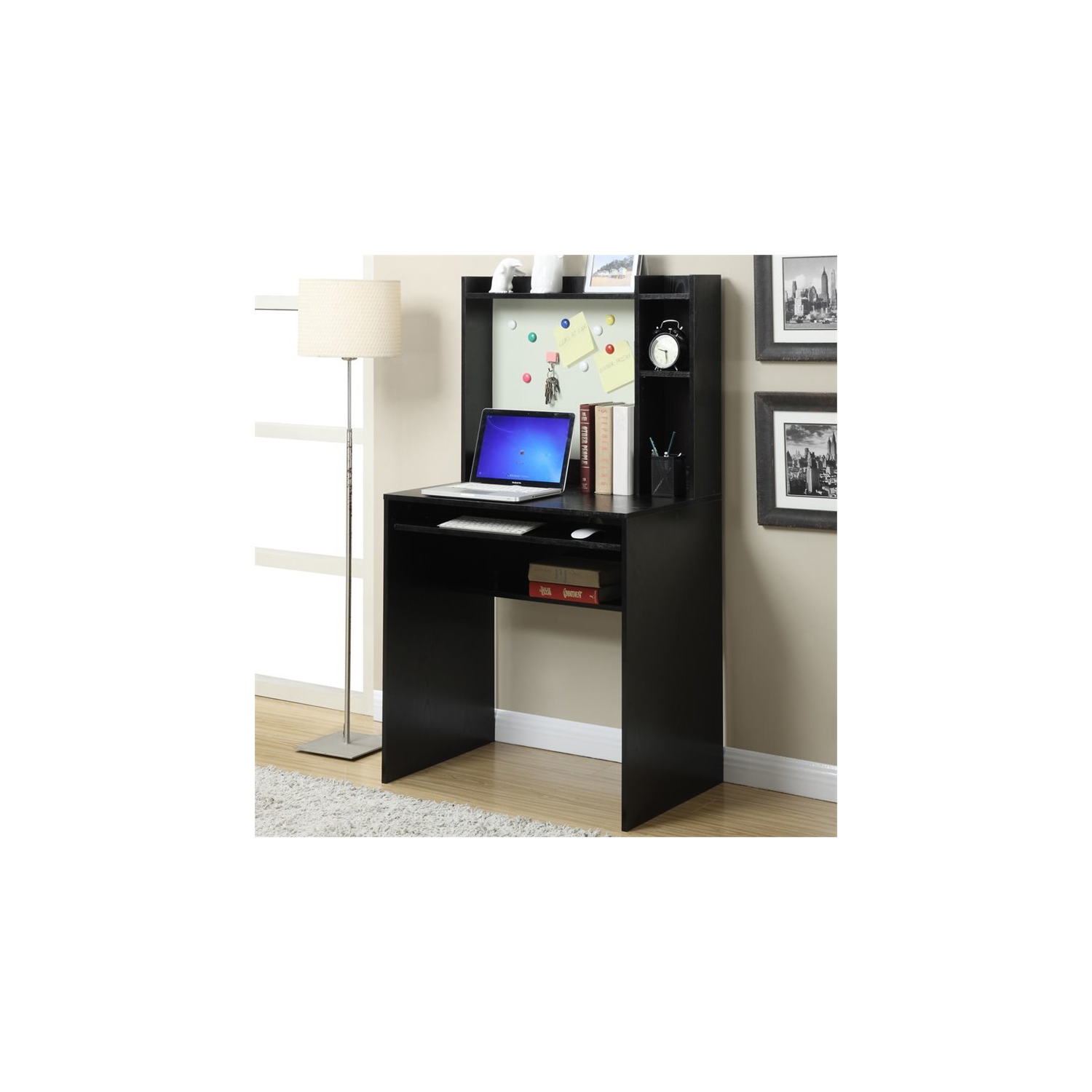 Convenience Concepts Designs2Go Desk with Shelves in Black