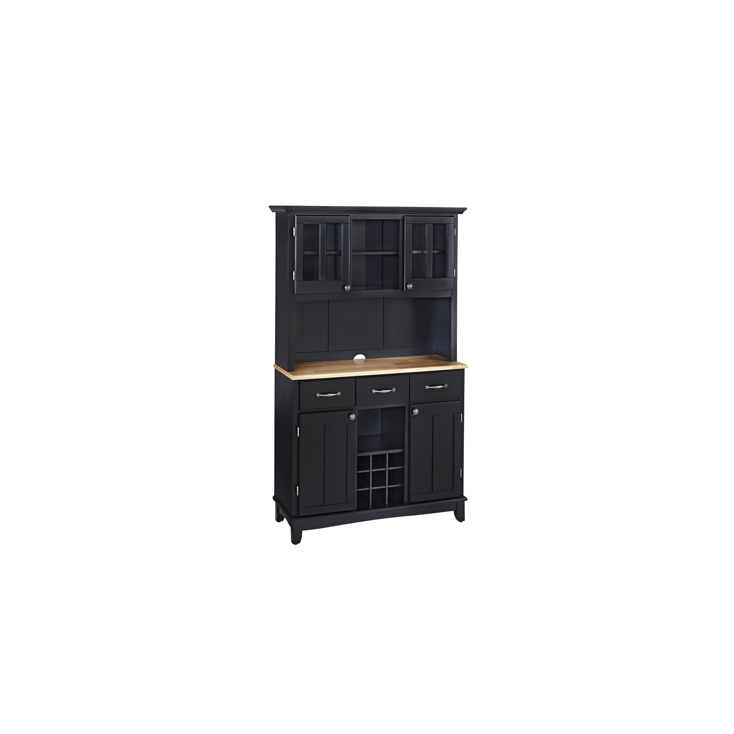 Homestyles Buffet of Buffets Wood Buffet with Hutch in Black
