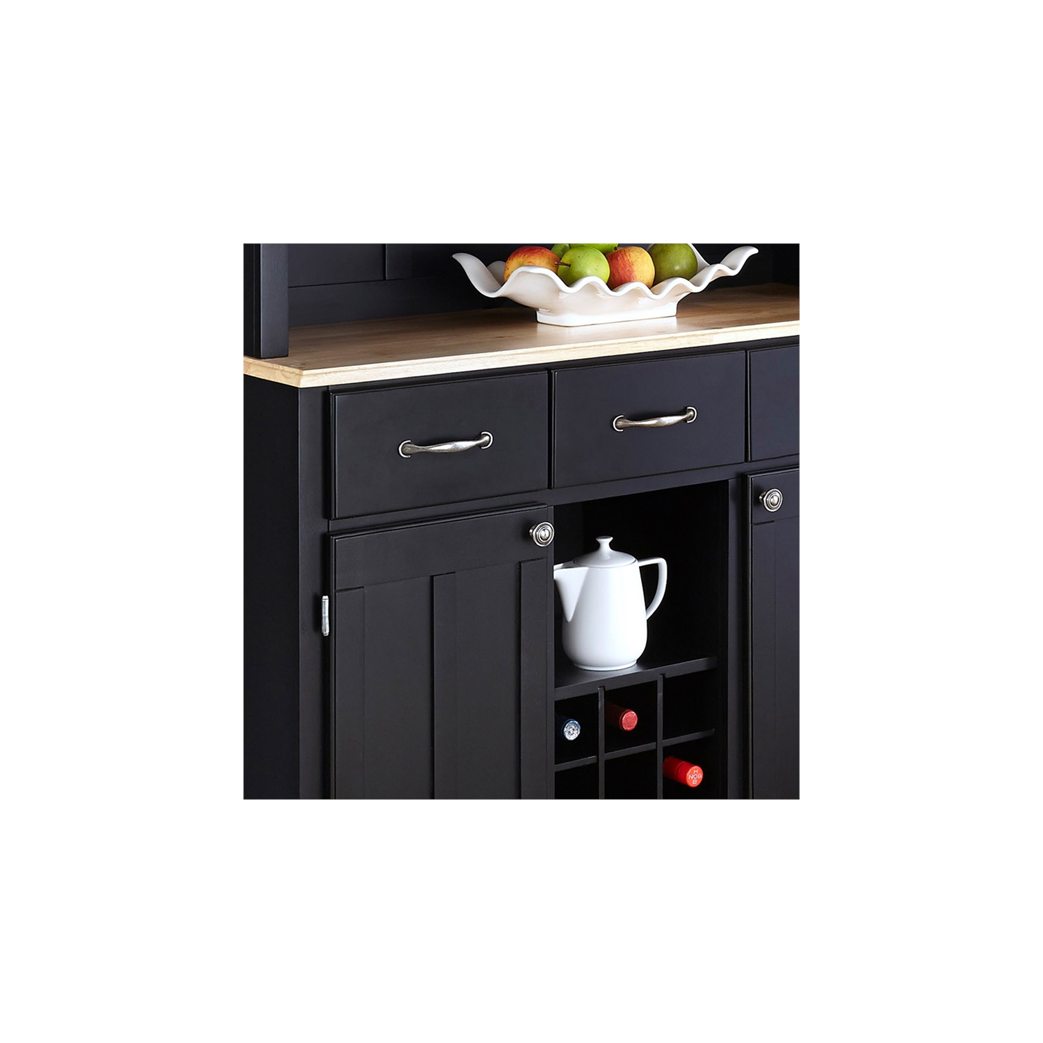 Homestyles Buffet of Buffets Wood Buffet with Hutch in Black